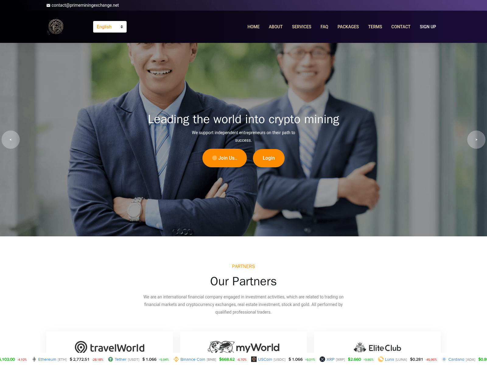 Captura de tela de primeminingexchange.net