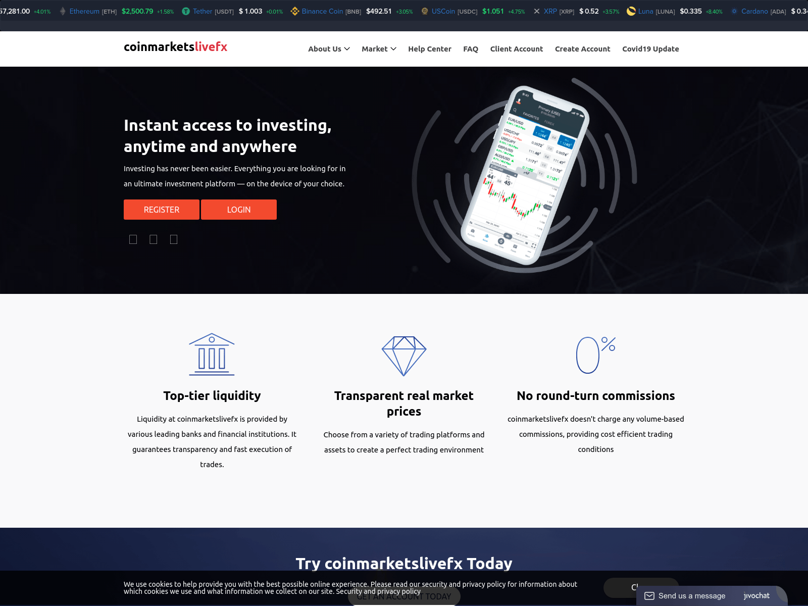 Screenshot of coinmarketslivefx.com