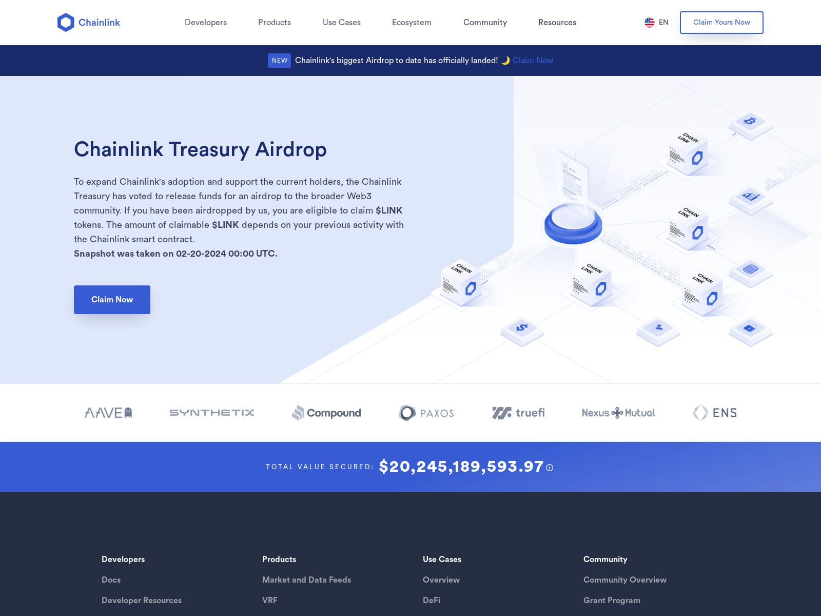 Screenshot of chainlinktreasury.net