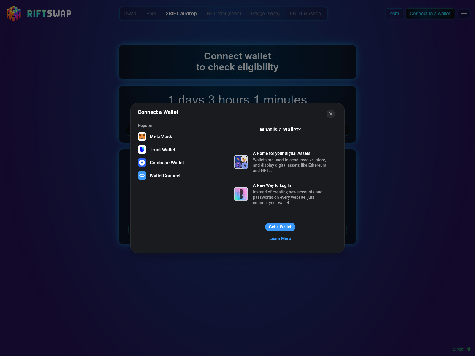 Screenshot of airdrop.riftswap.net