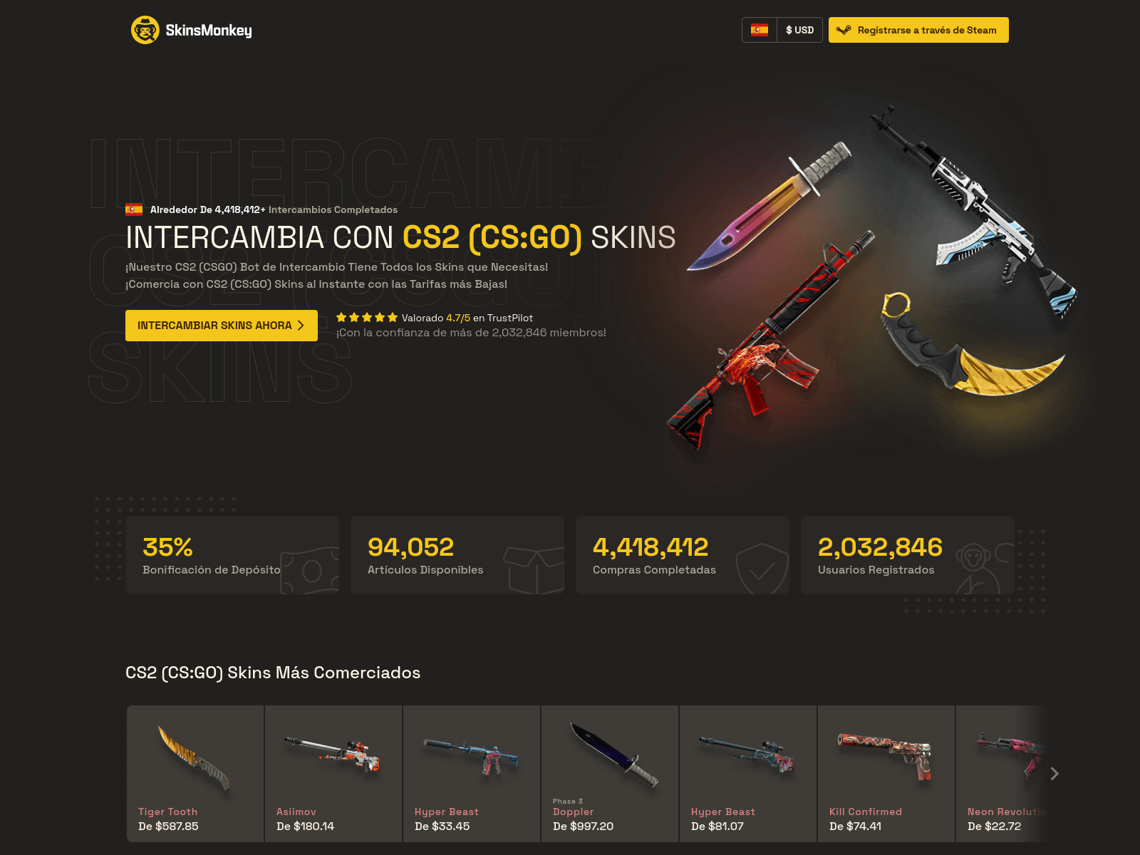 Screenshot of skinsmonkey.complementary.9900x.com