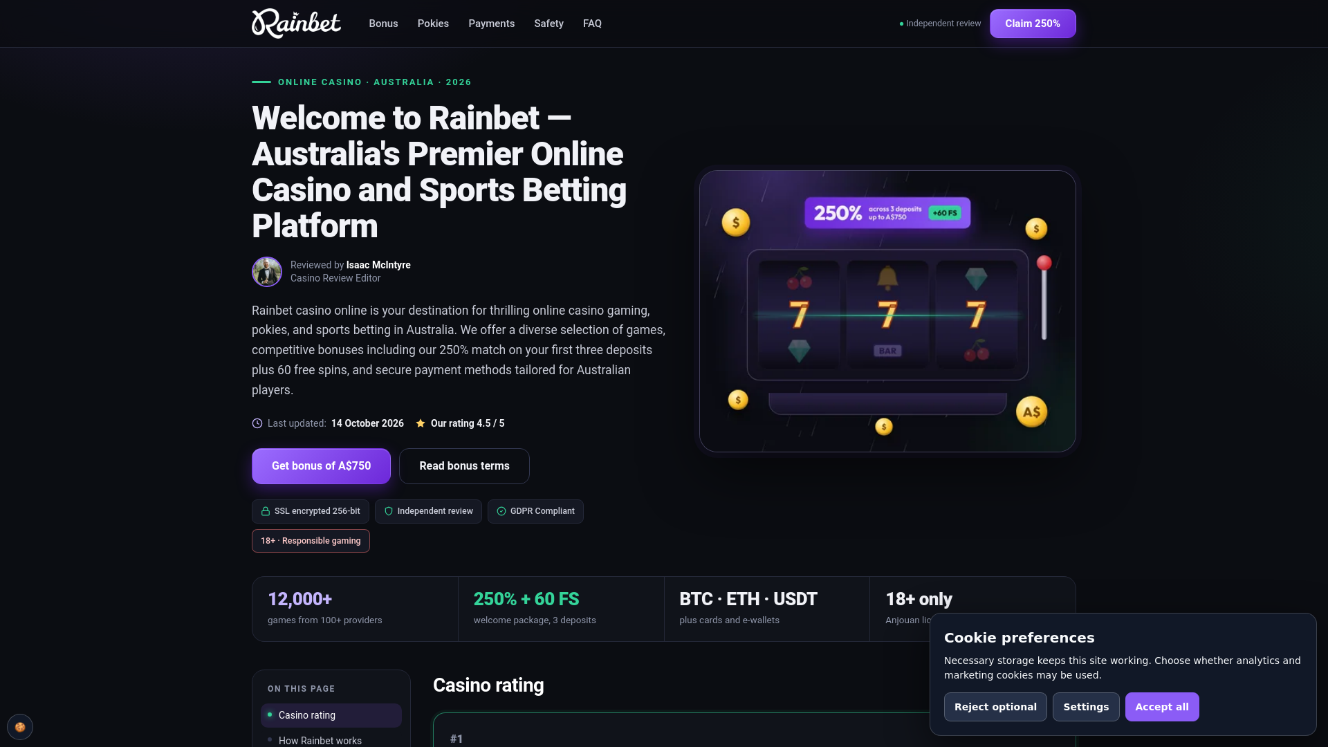 Screenshot of aus-rainbets.com
