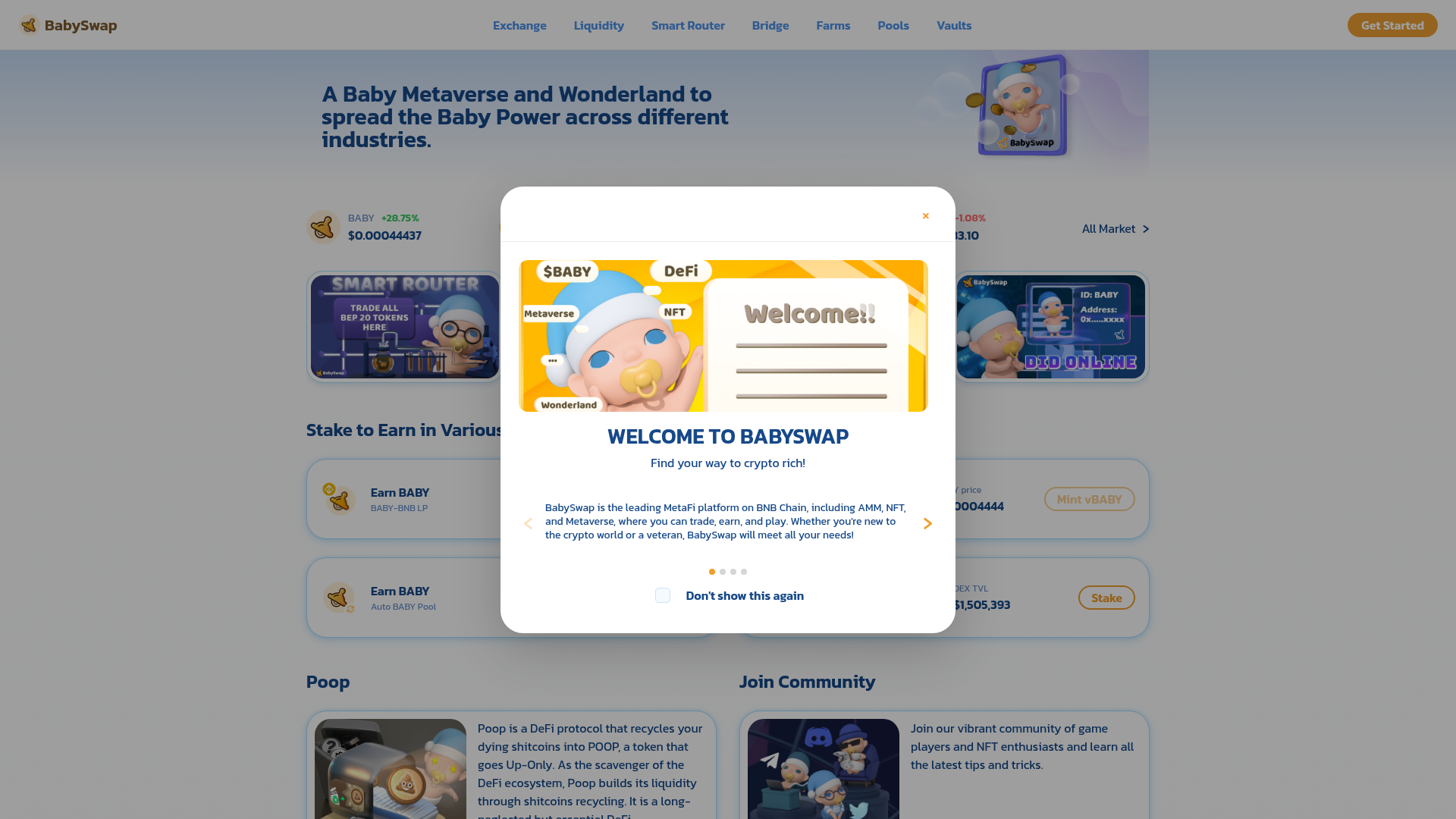 Снимок экрана babyswap.co