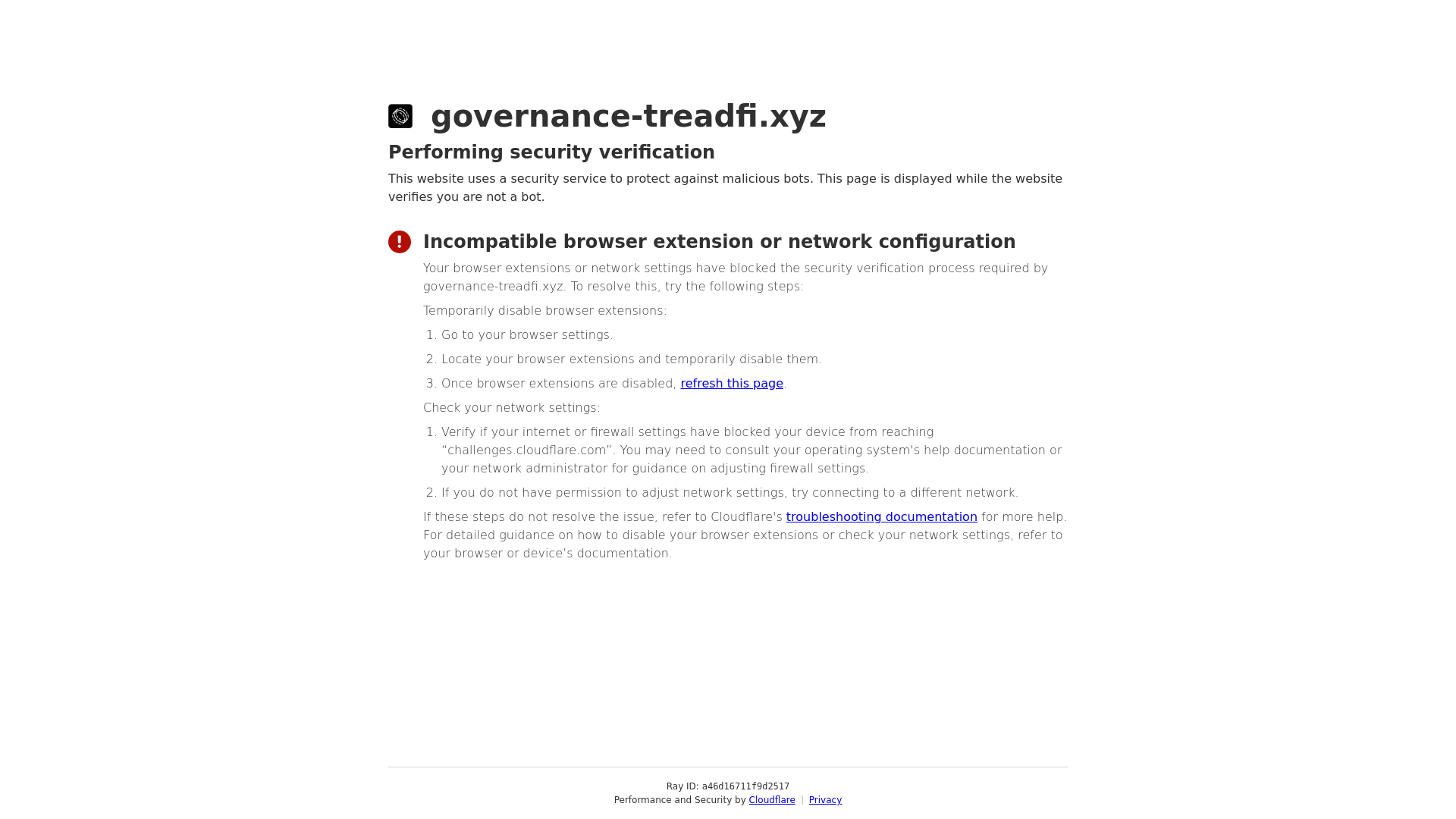 Tangkapan layar governance-treadfi.xyz
