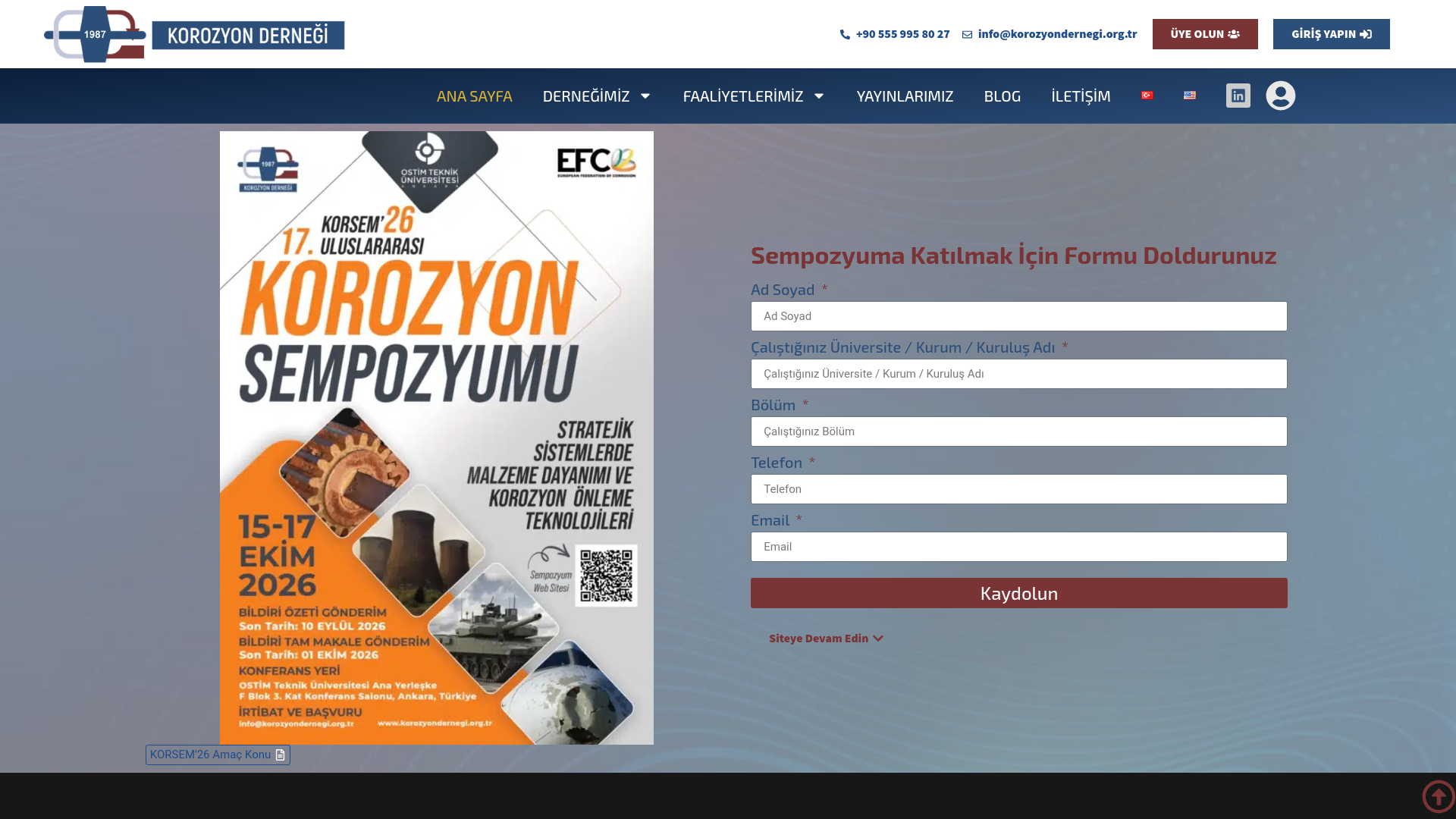 Screenshot of korozyondernegi.org.tr