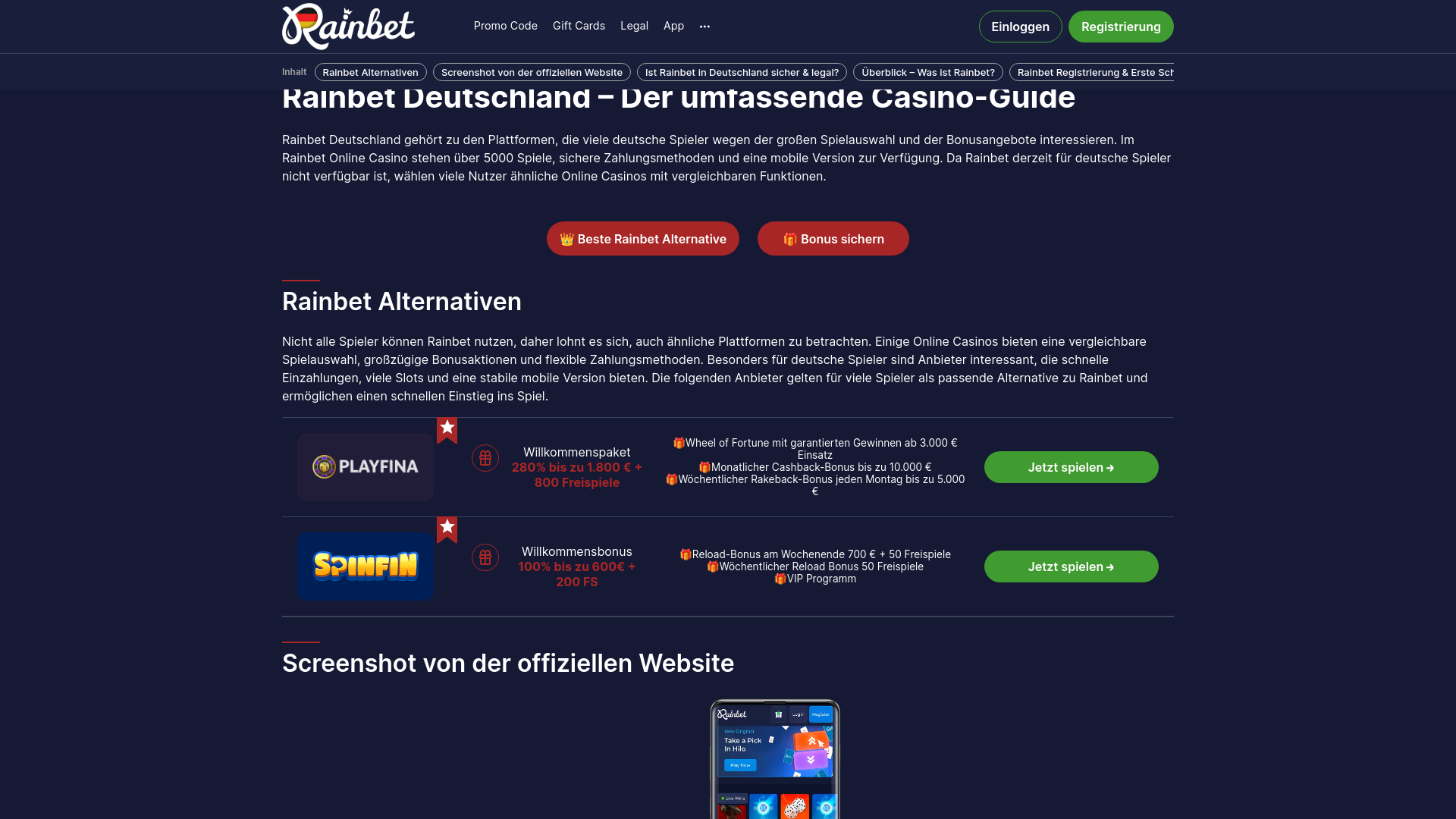 Screenshot of rainbet-online.de