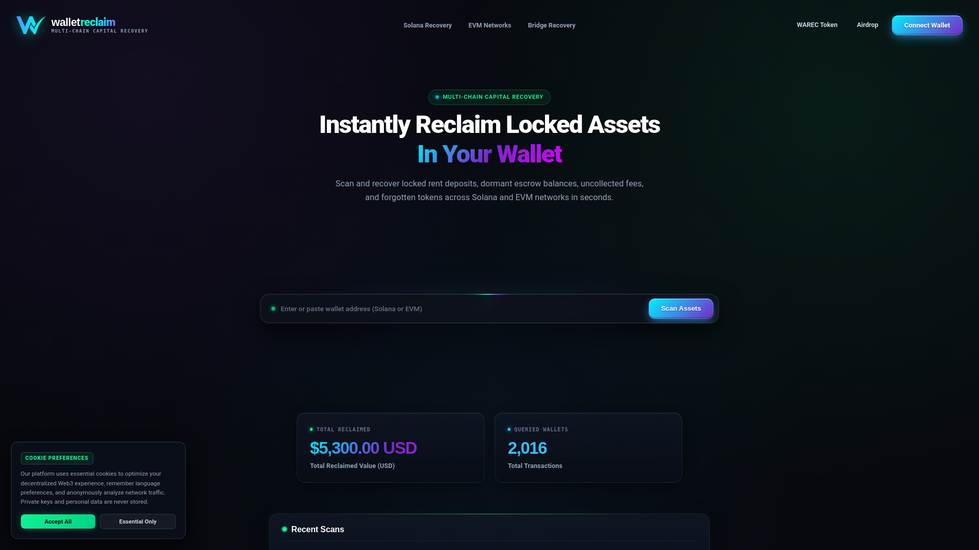 Screenshot of walletreclaim.com