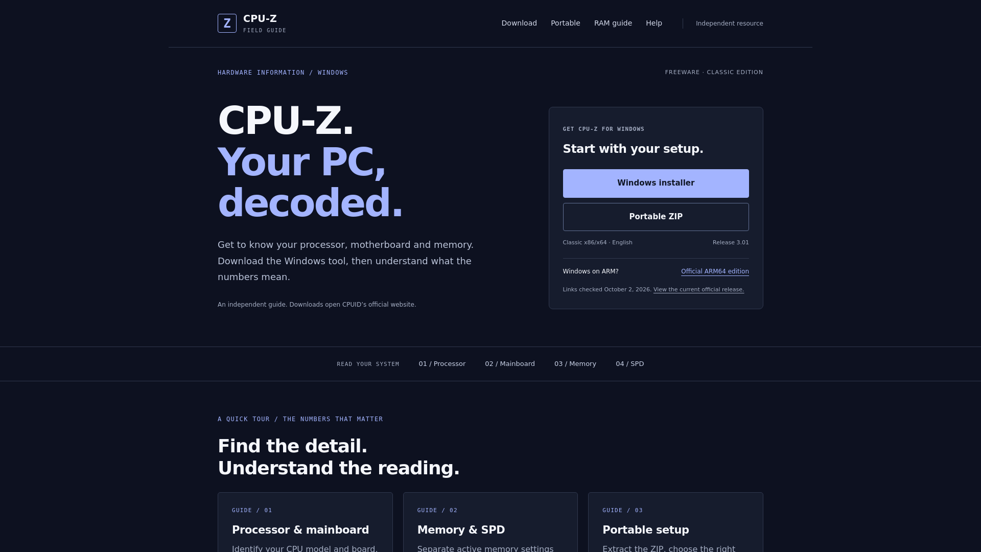 Снимок экрана cpuid.site
