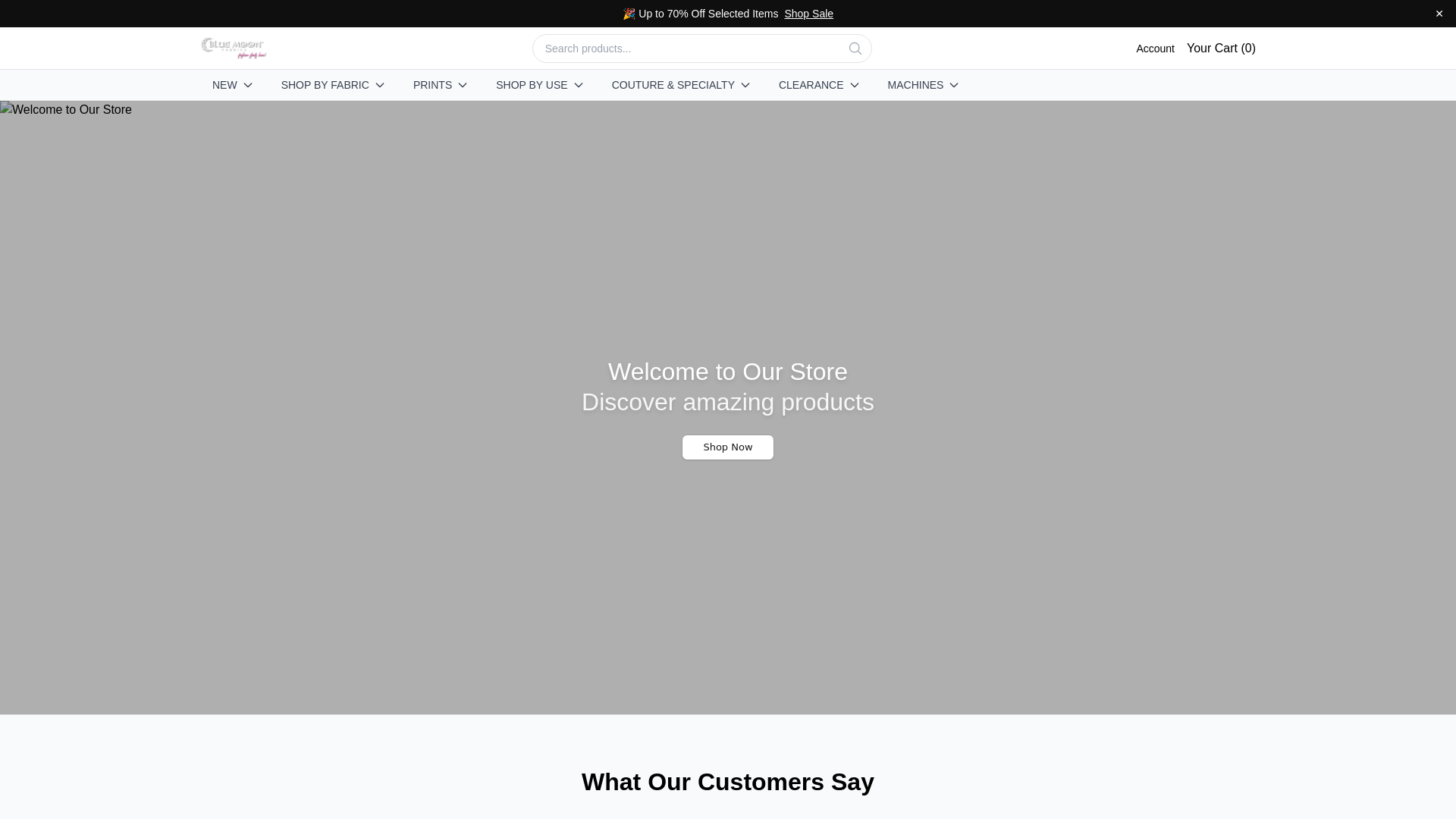Screenshot of bluemoonfabricsstudio.shop