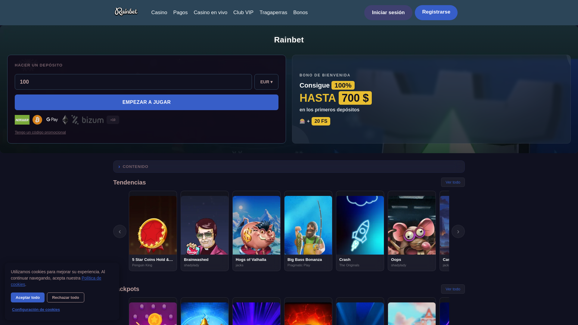 Screenshot of rainbet-enlinea.es