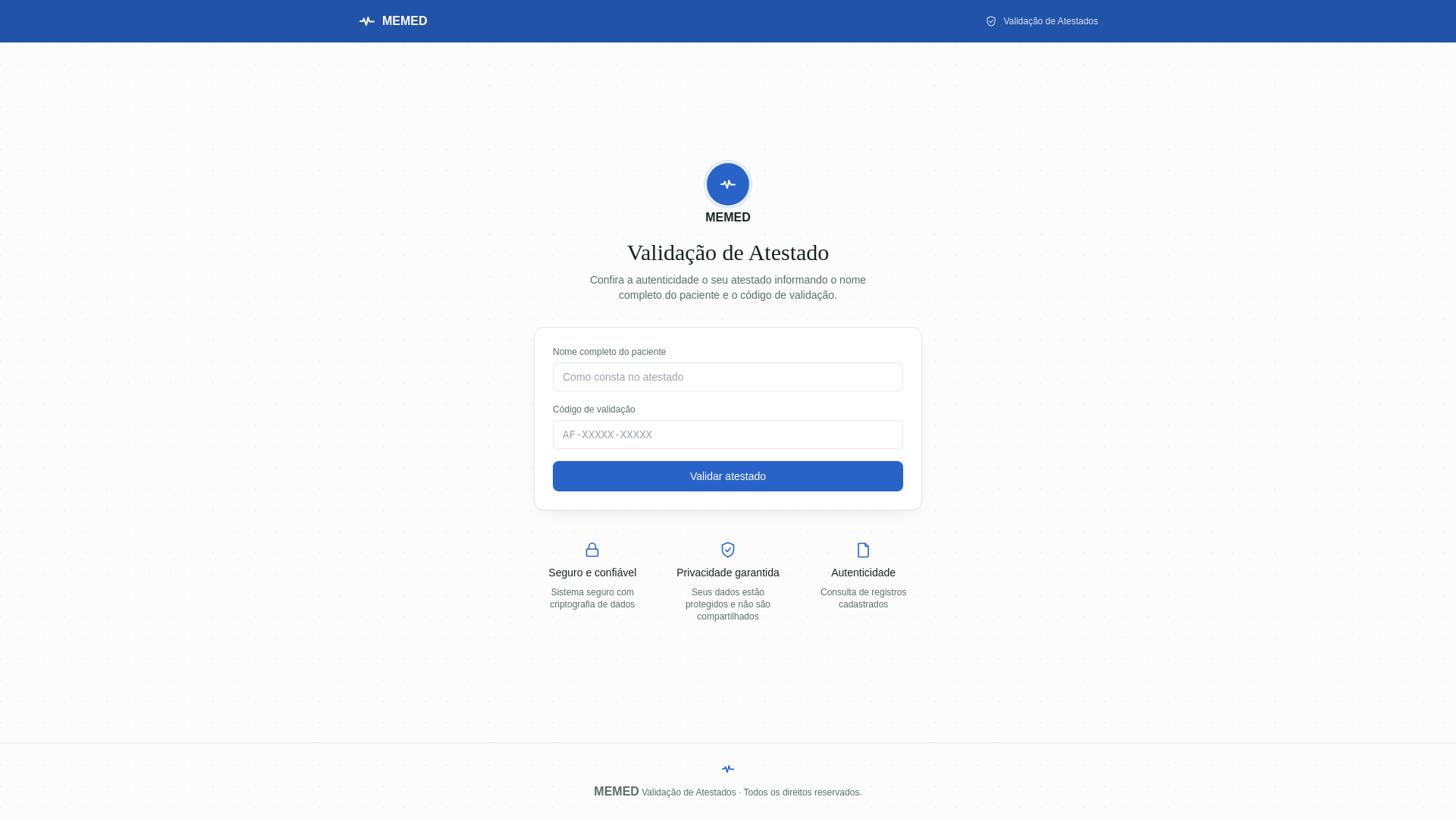 Screenshot of validar-memed.com.br