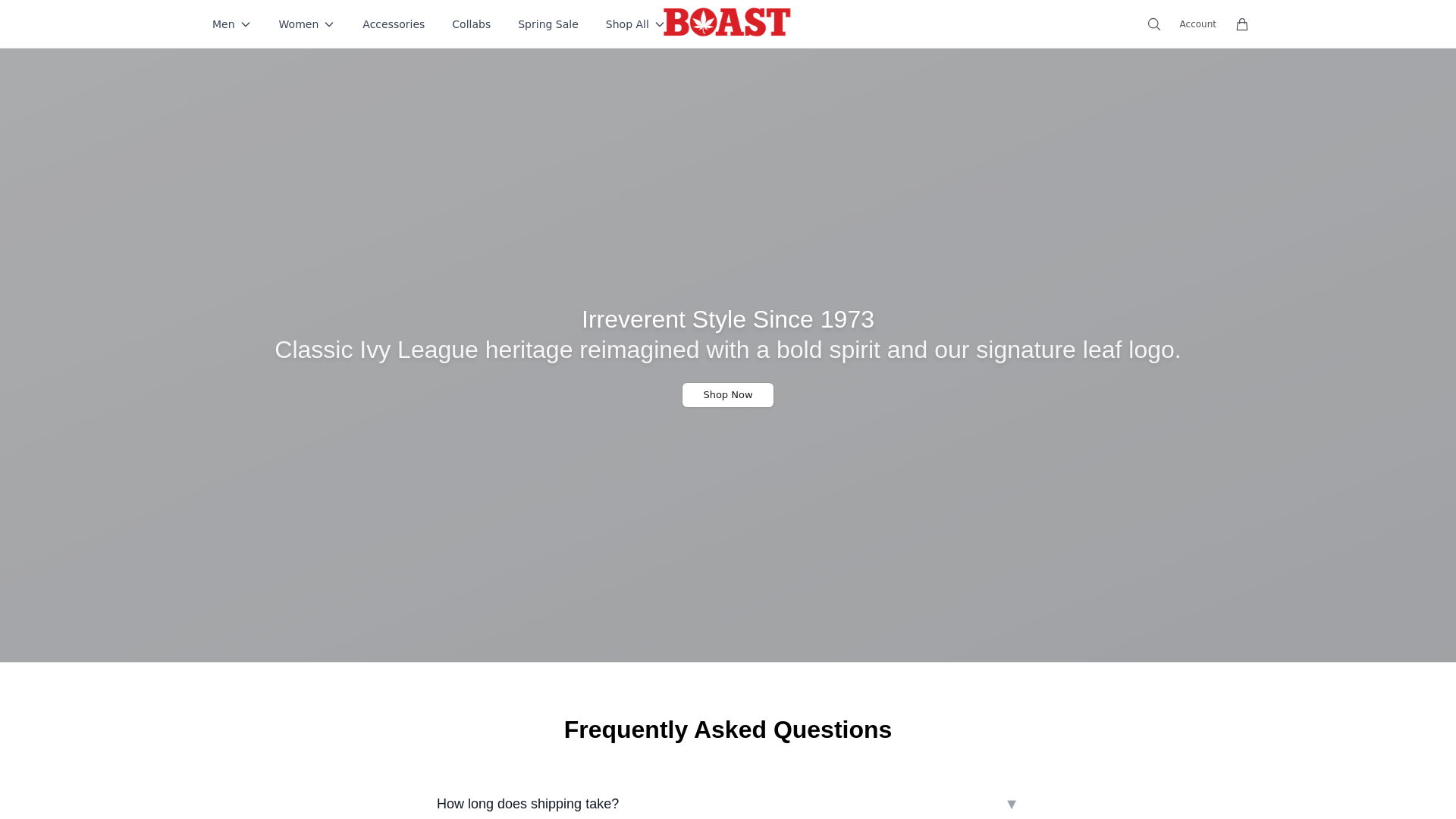 Screenshot of boastclothing.shop