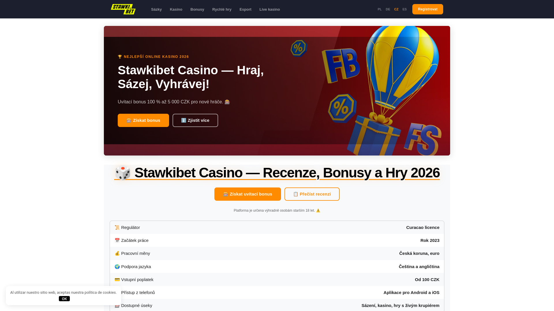 Captura de pantalla de stawki-bets.cz