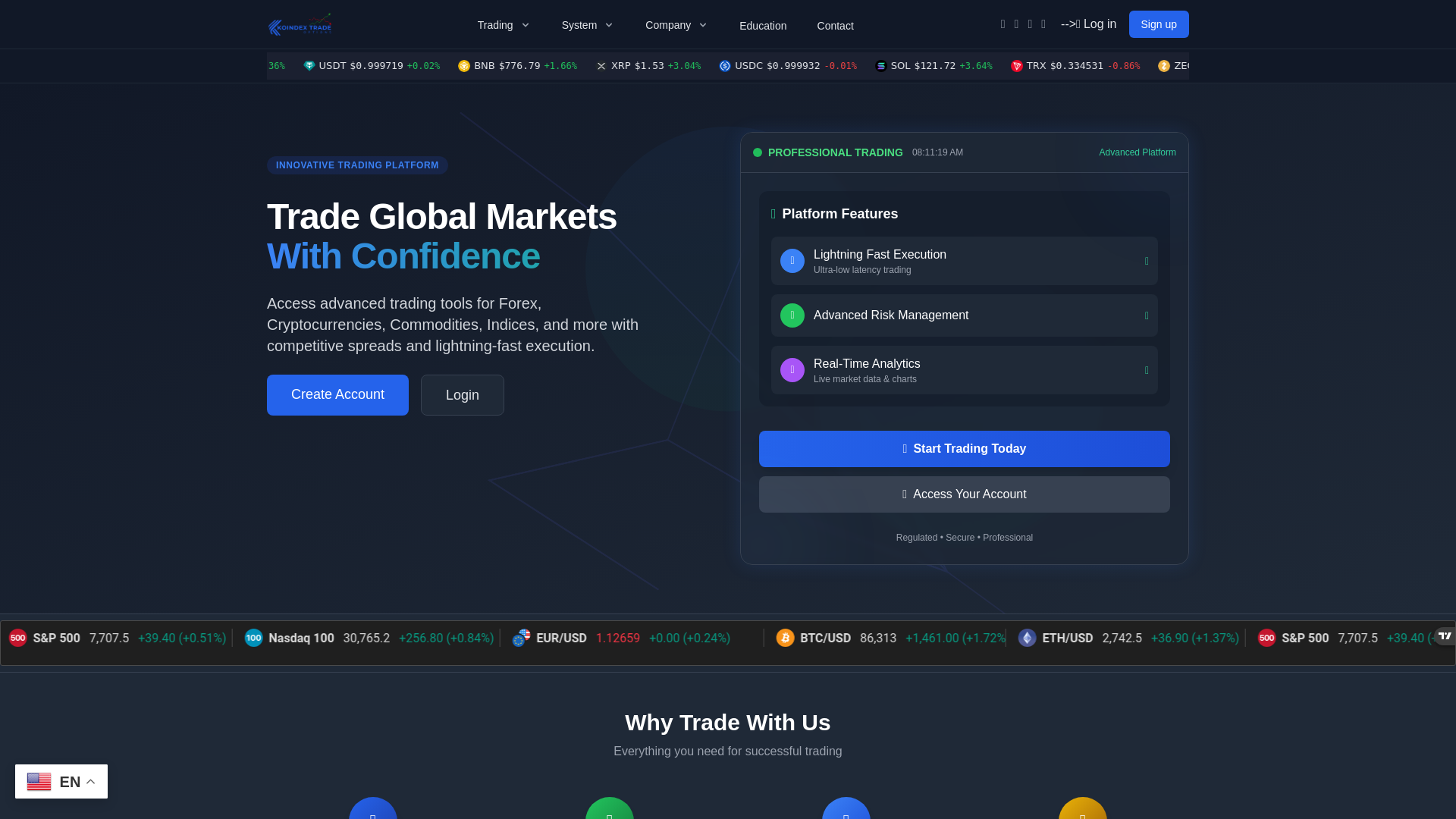 Screenshot of koindextradeoption.com