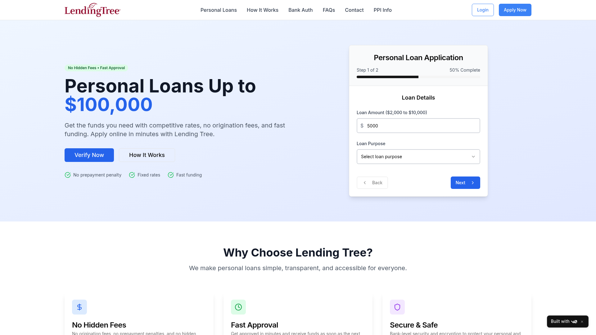 Stored capture of lendingtreeusa.vercel.app