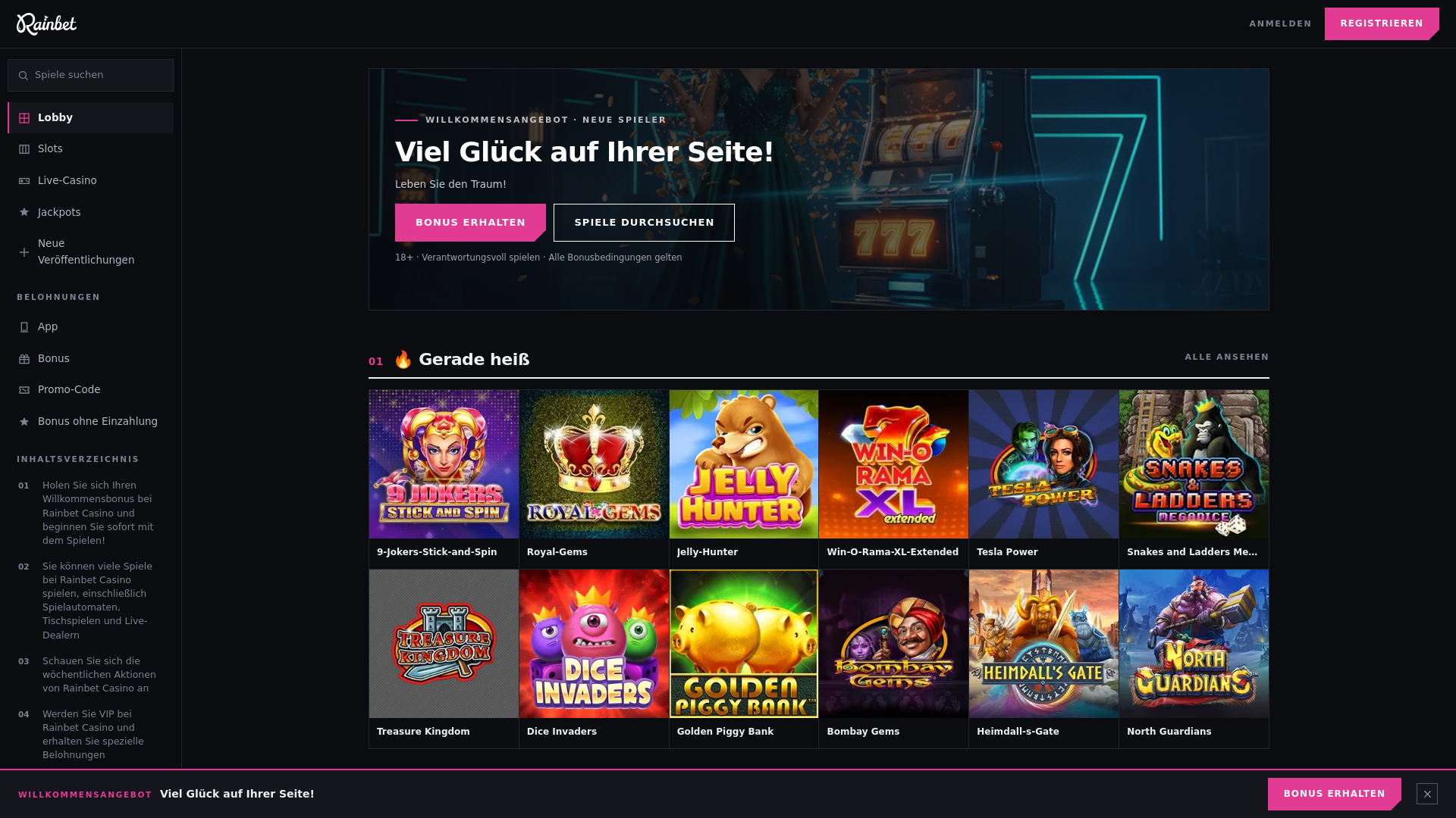 Screenshot of rainbet-de.de.com