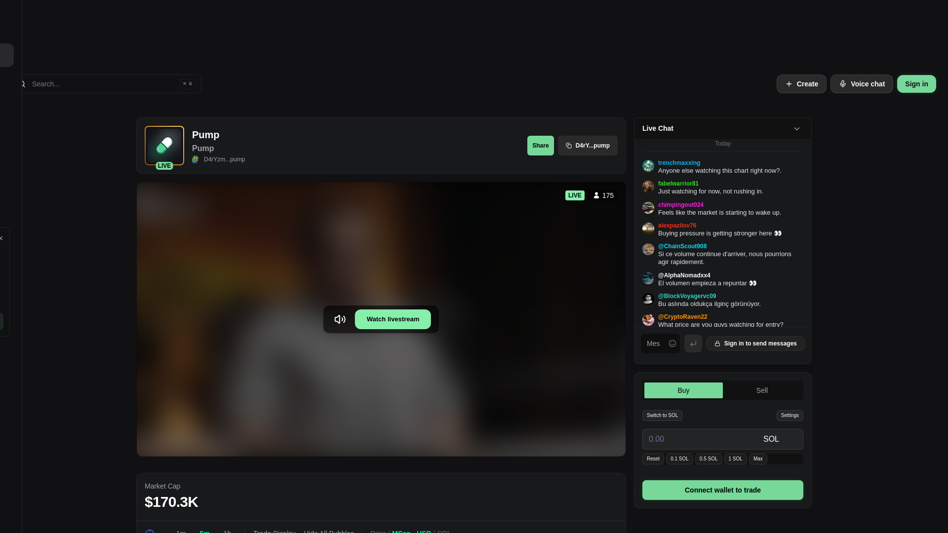 Screenshot von pumpsfun.streamingsol.xyz