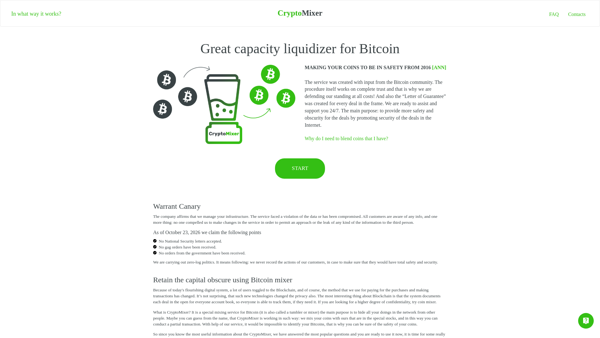 Снимок экрана cryptomixer.life