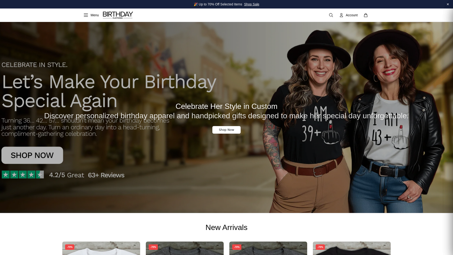 Screenshot of birthdayclothingstore.shop