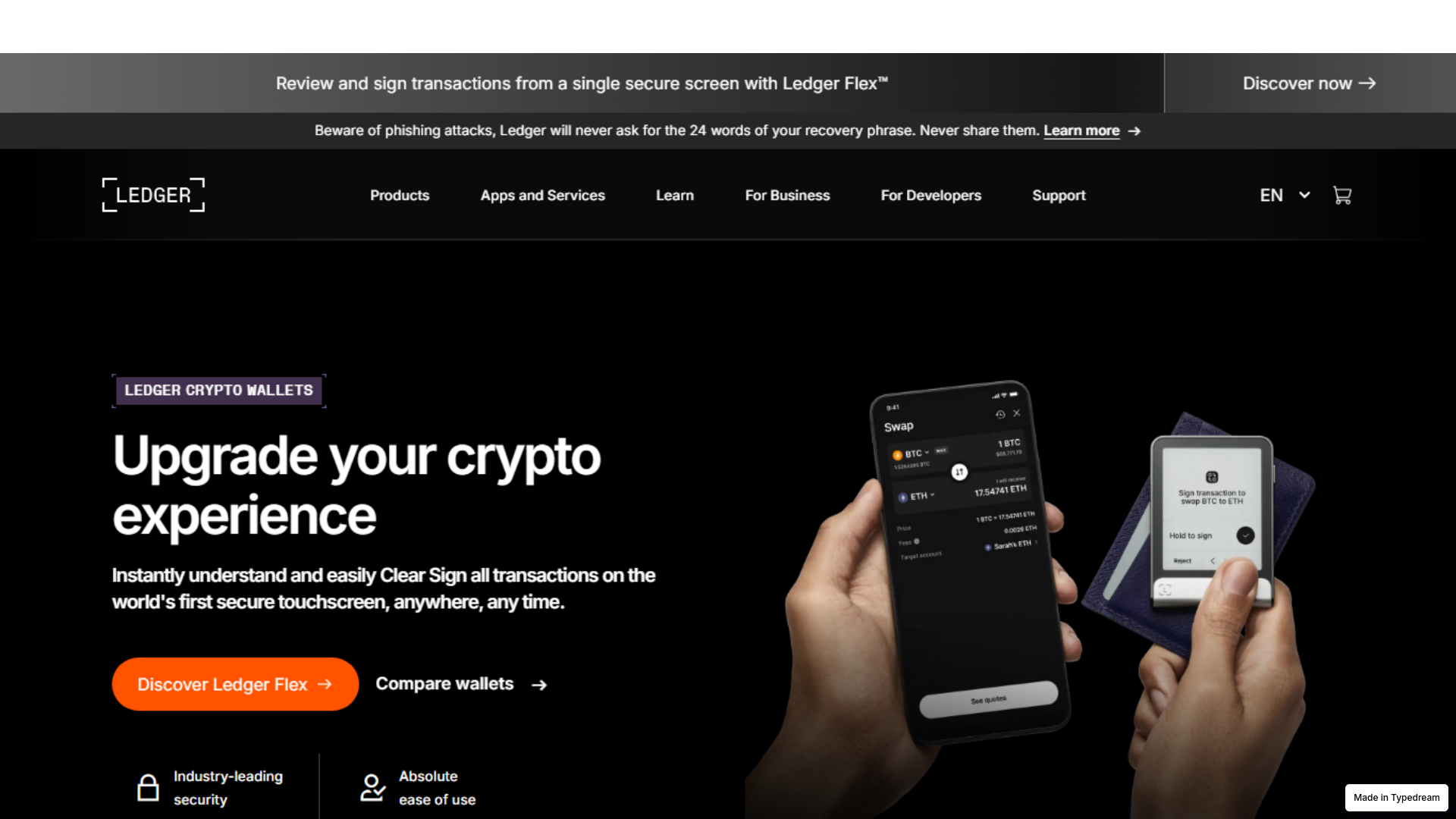 Screenshot of ledger-web-live.typedream.app