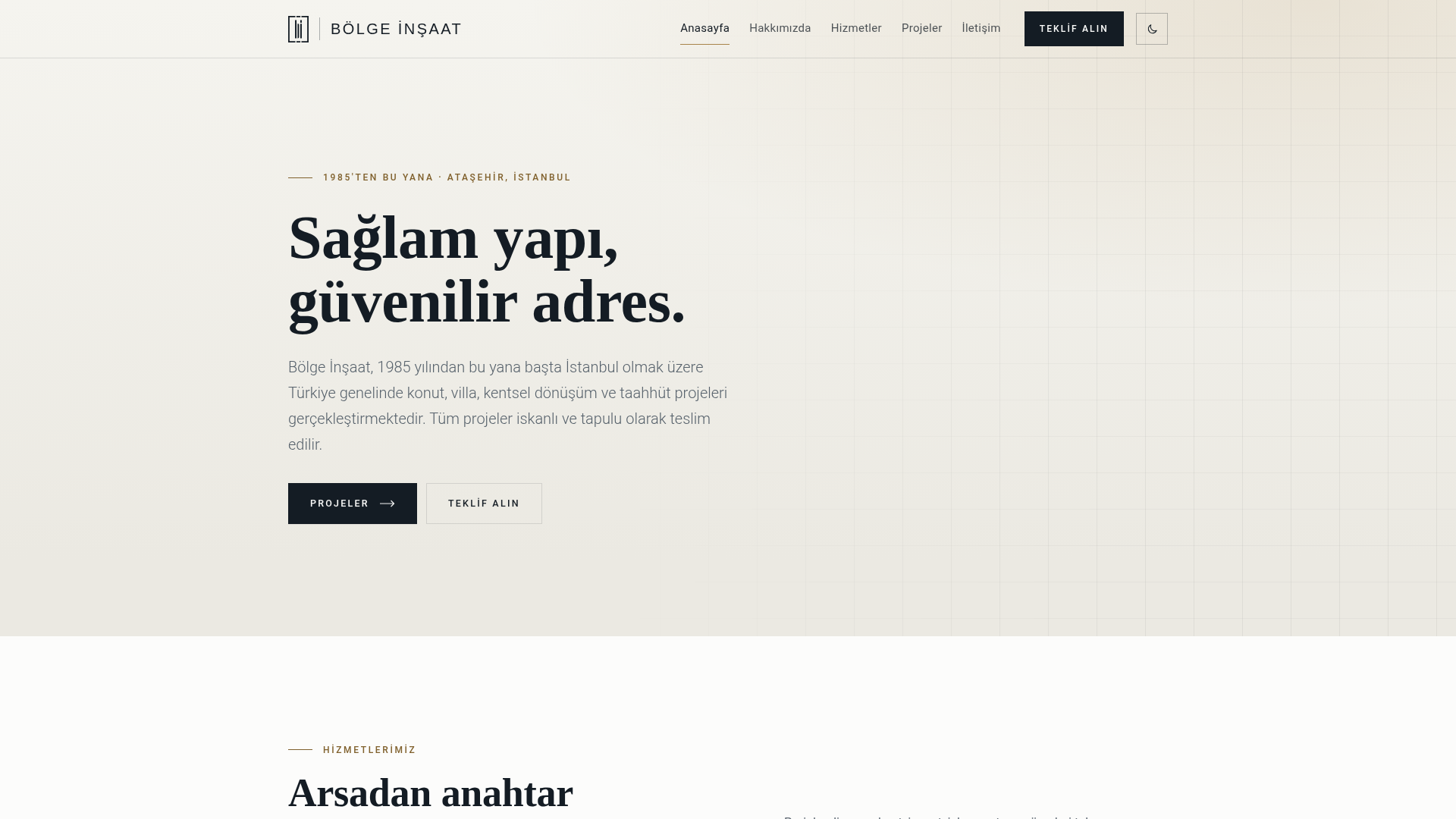 Screenshot of bolgeinsaat.com