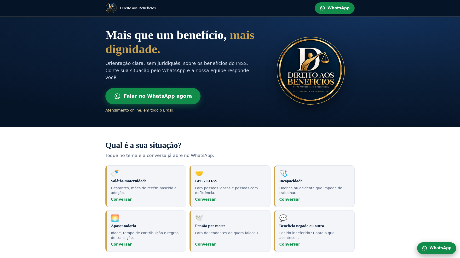 Screenshot of direitoaosbeneficios.com.br