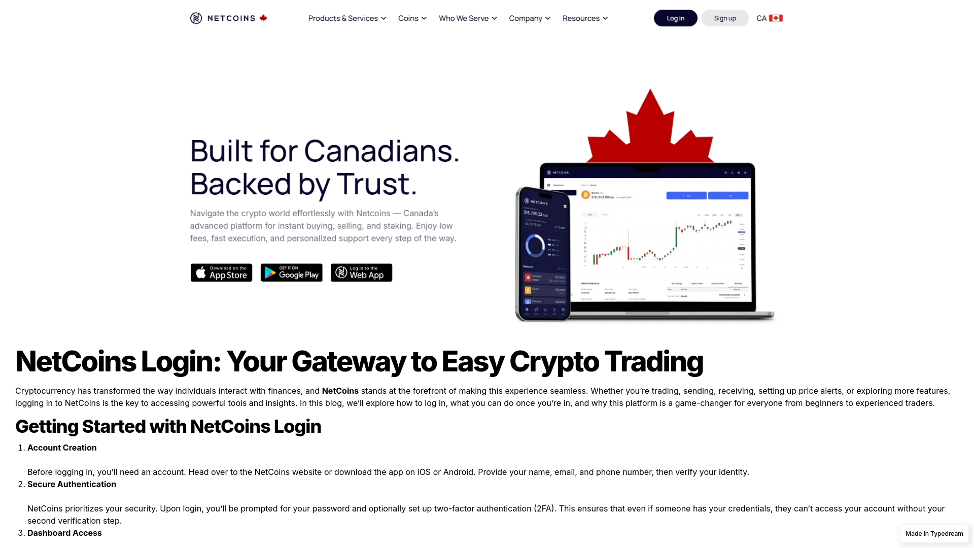 Screenshot of web-netcoins-login-doc.typedream.app
