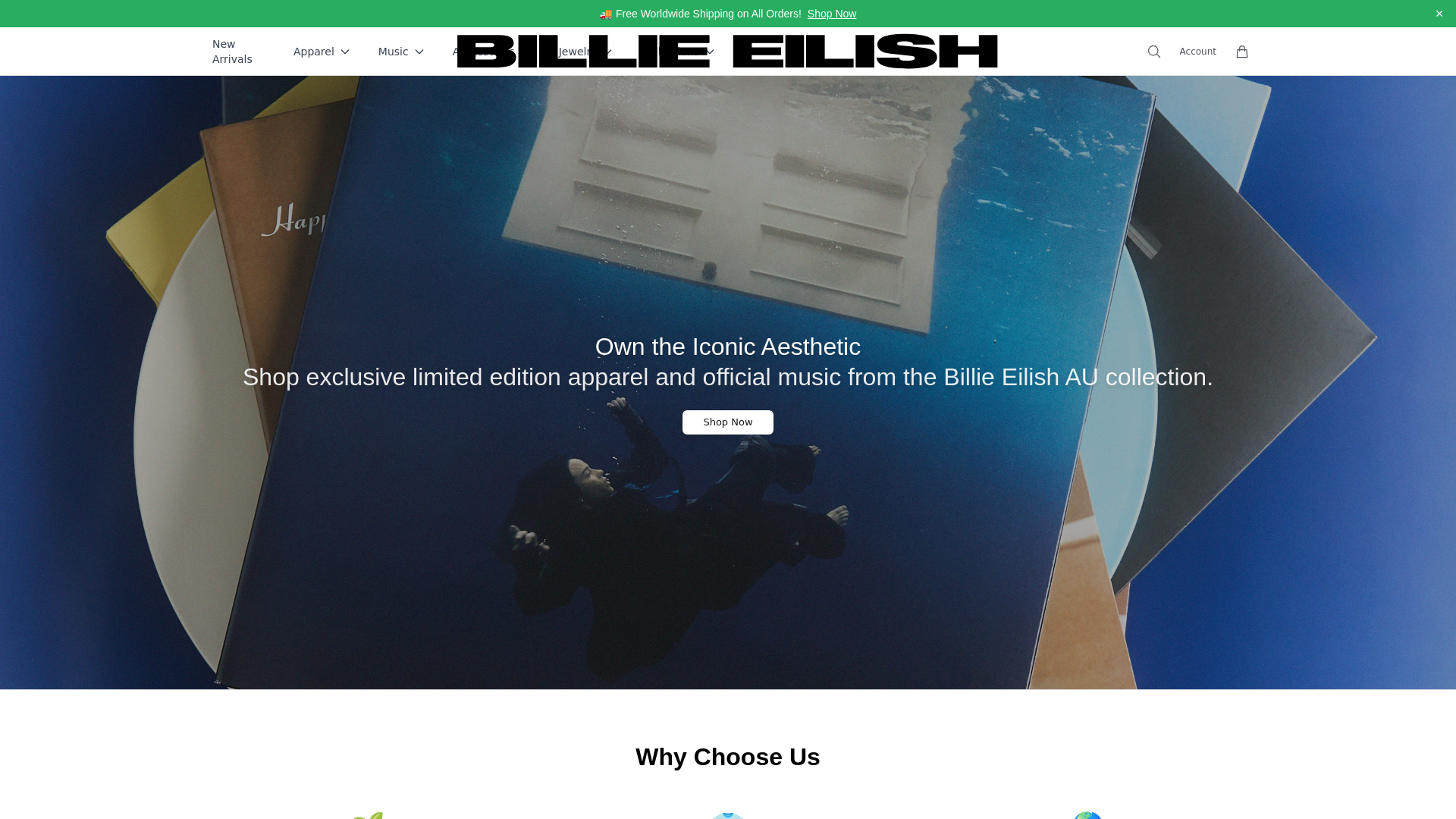 Tangkapan layar billieeilishdustore.shop