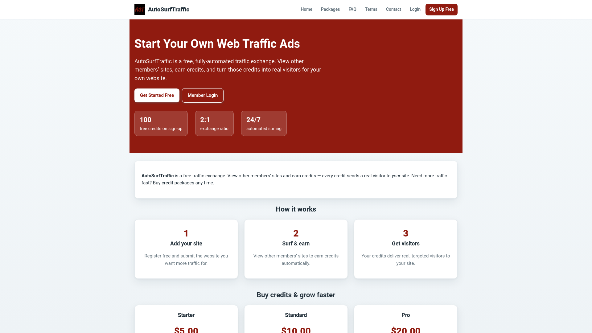 Screenshot of autosurftraffic.net