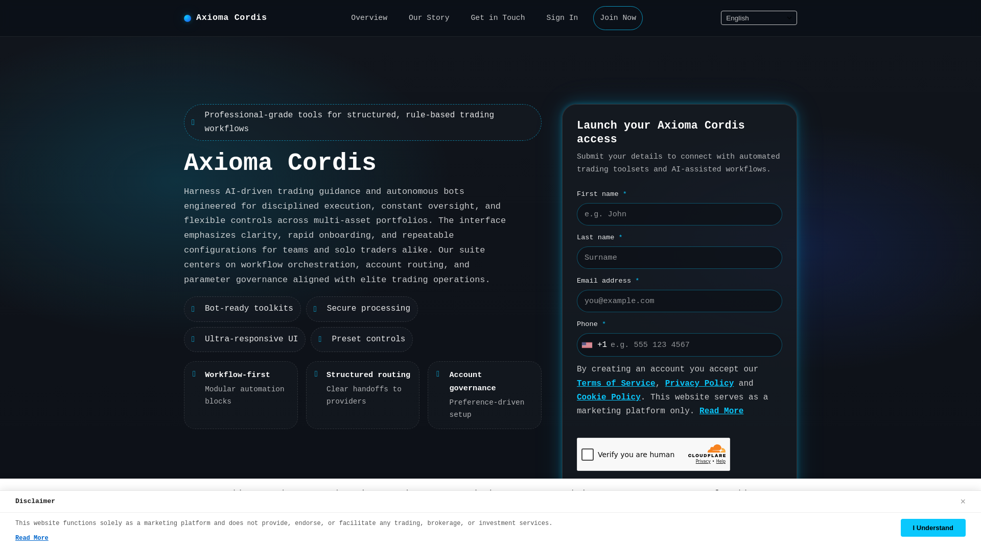 Screenshot of axiomacordis-tech.com