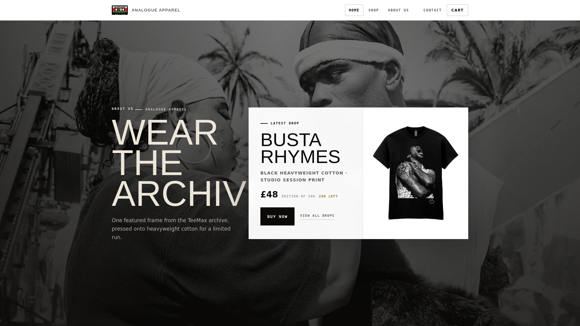 Screenshot of analogueapparel.com