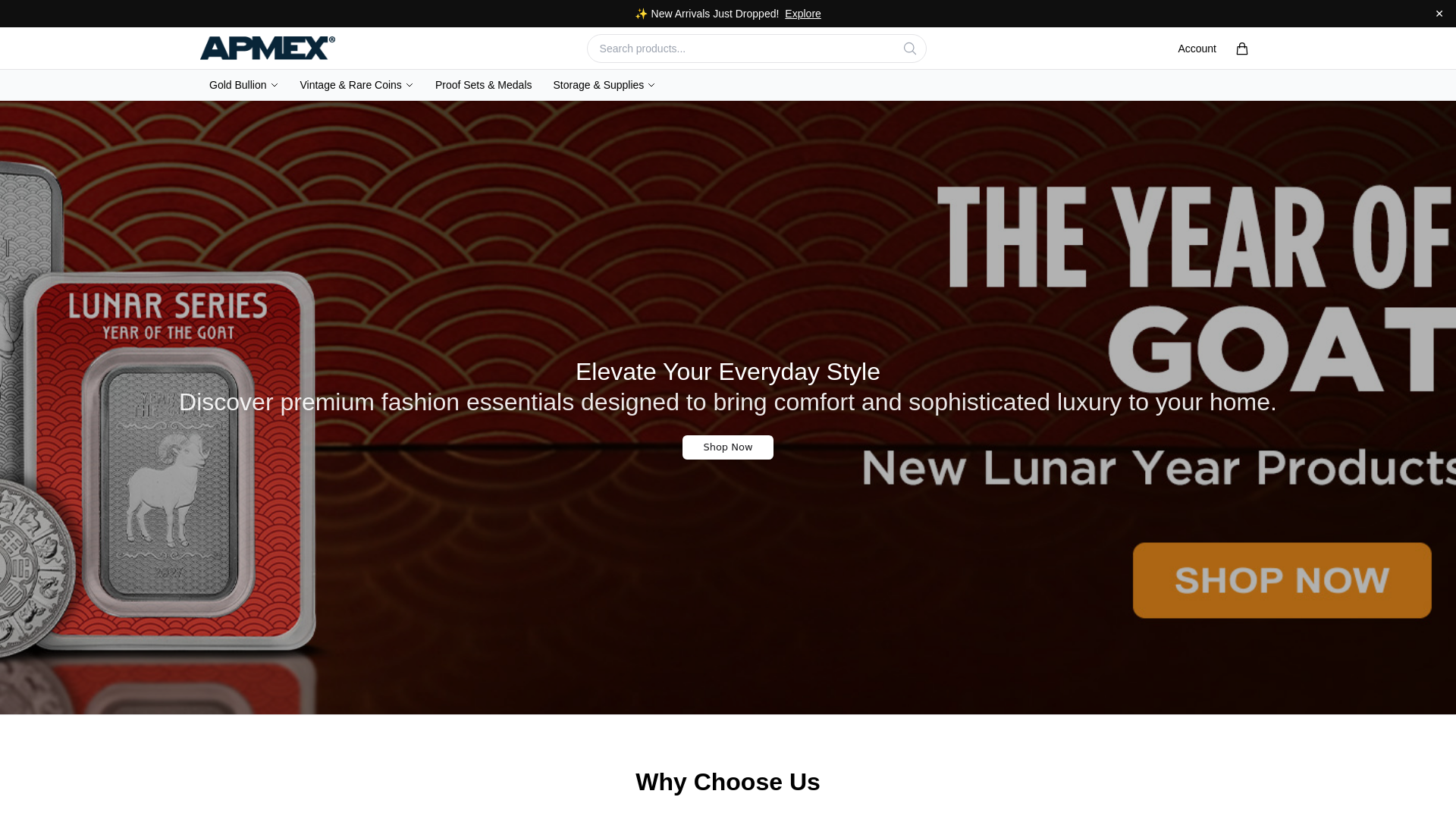 Screenshot of apmexbullions.com