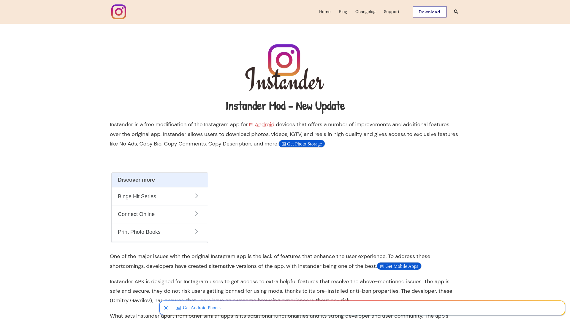 Screenshot von instander.vip