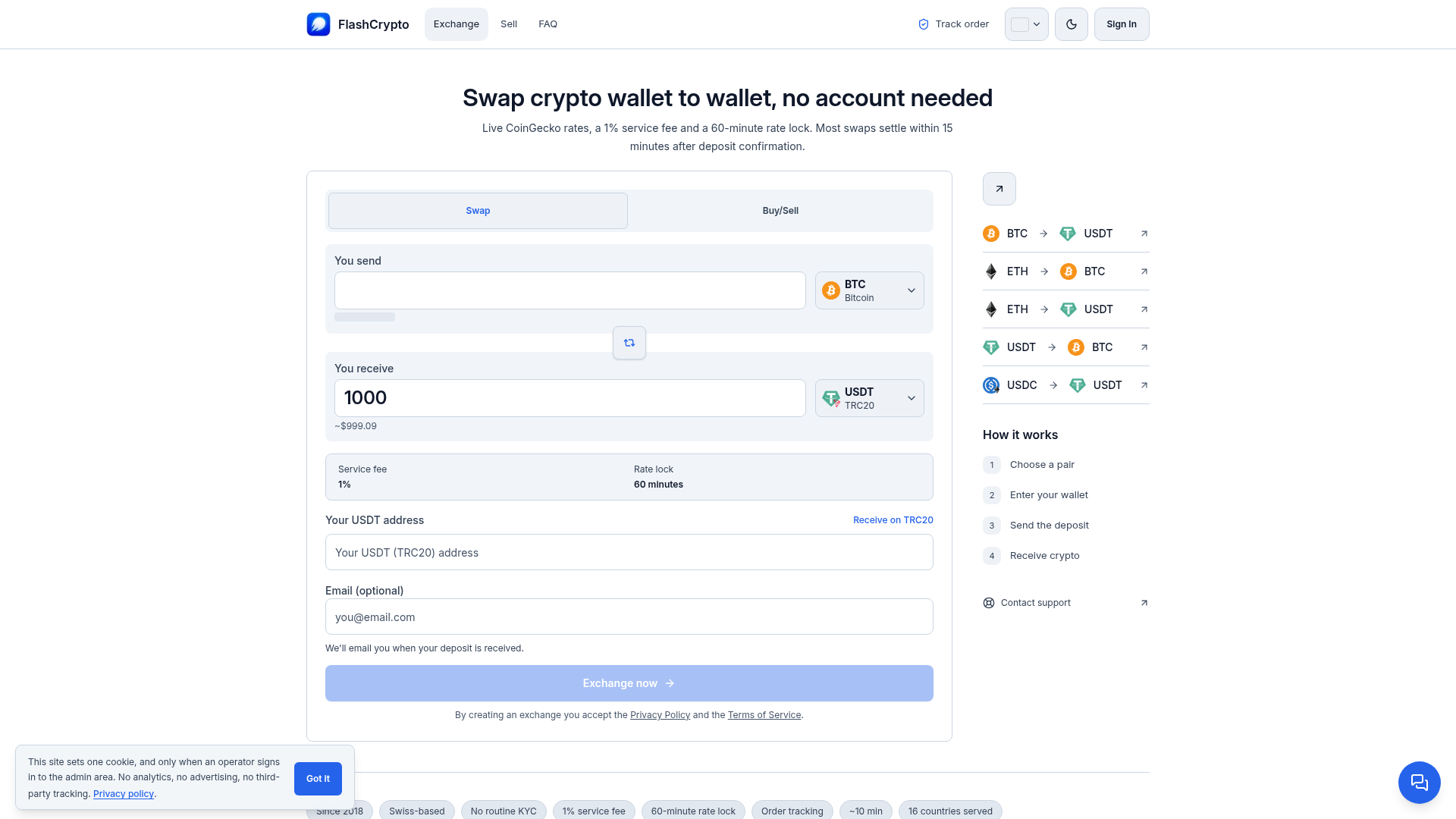 Stored capture of flashcrypto.exchange