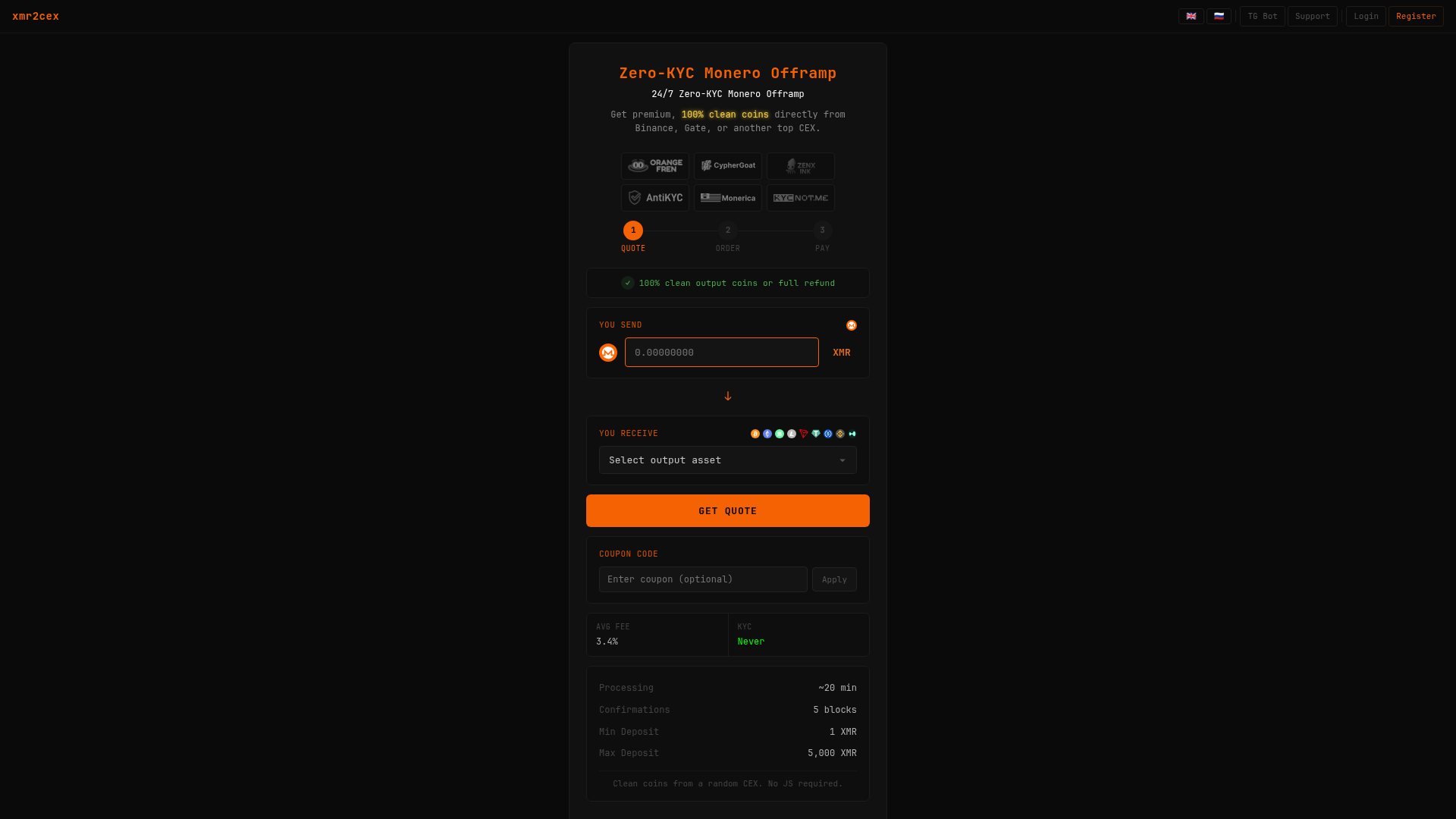 Stored capture of xmr2cex.co