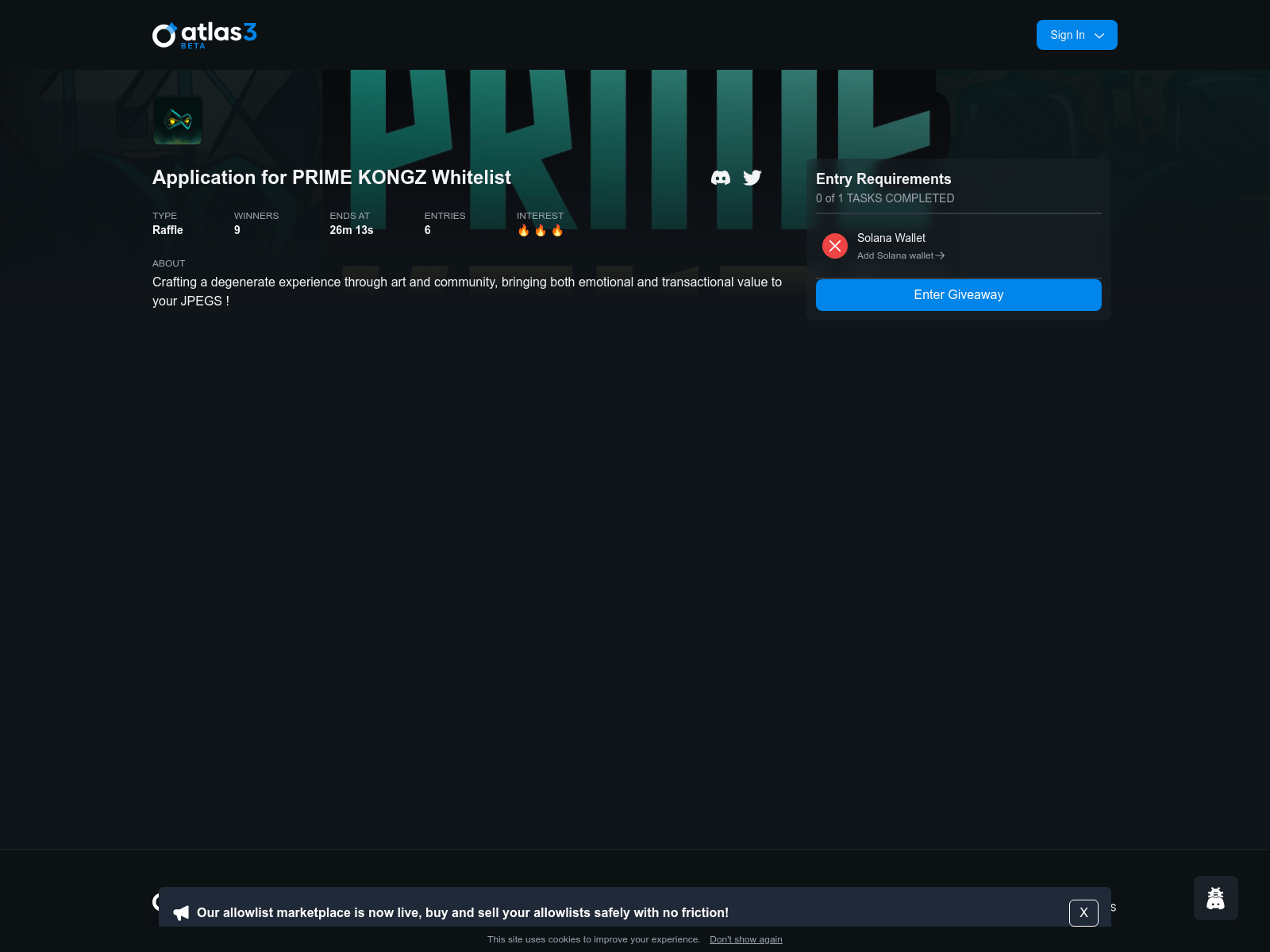 Screenshot of atlas3io-prime-kongz.web.app