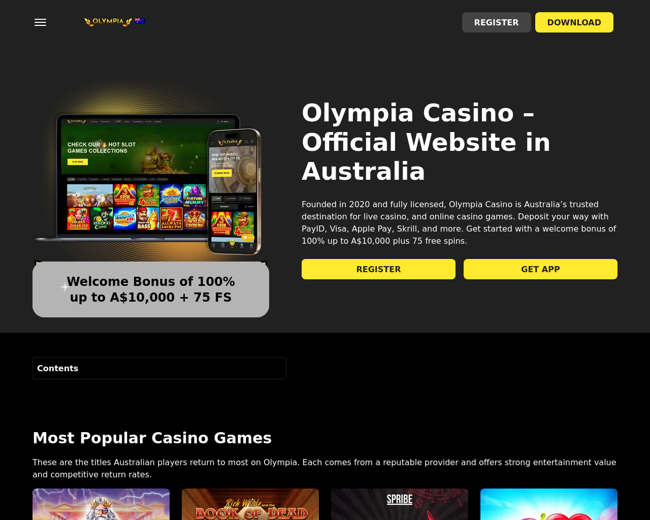Снимок экрана olympia-au.com