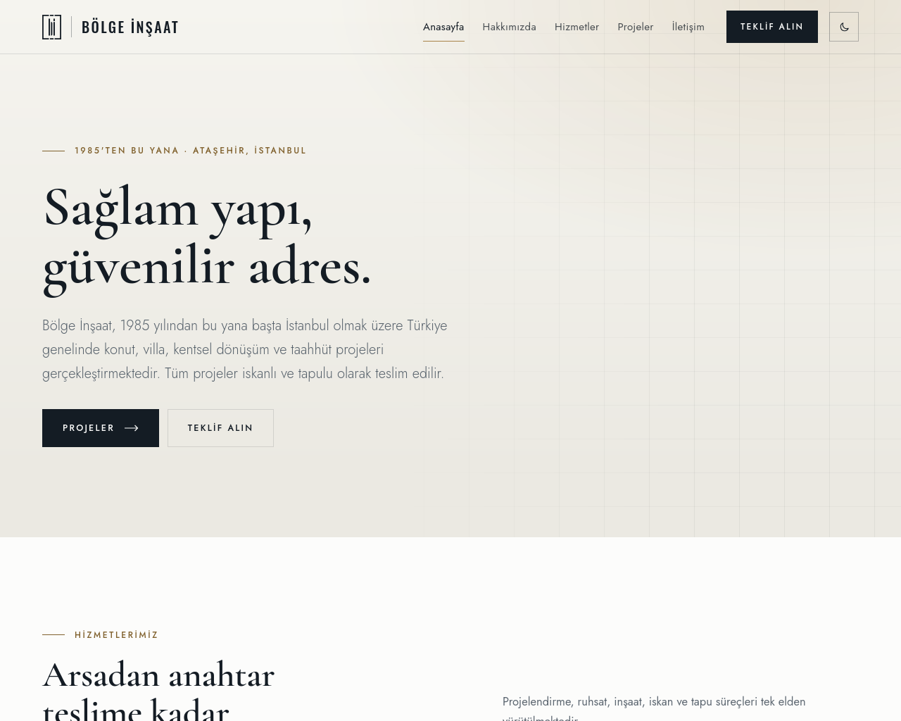Screenshot of bolgeinsaat.com
