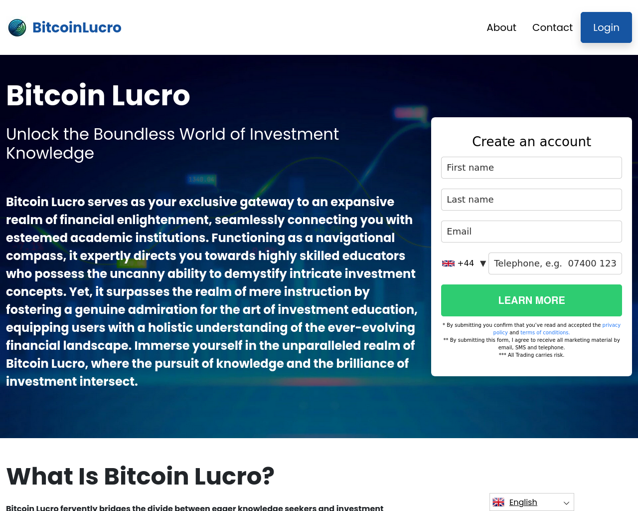 Screenshot von bitcoinlucro.org