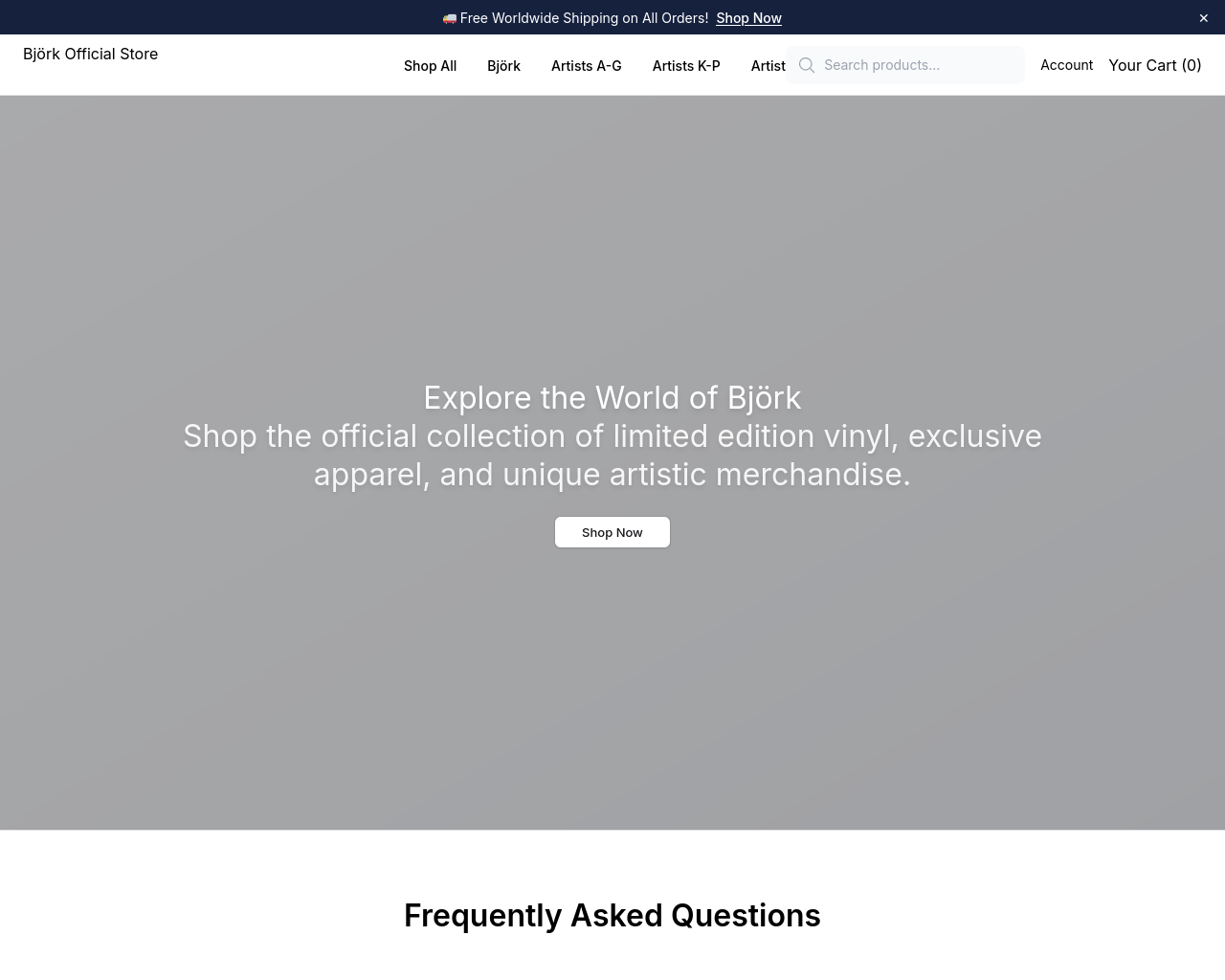 Screenshot of bjorkstore.shop