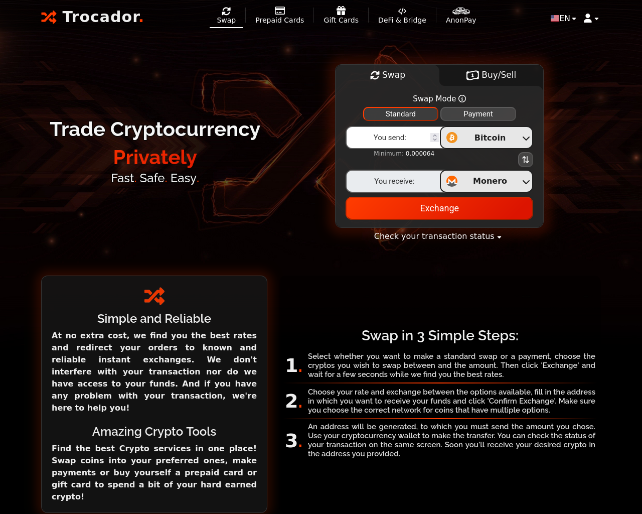 Tangkapan layar trocador-app.is