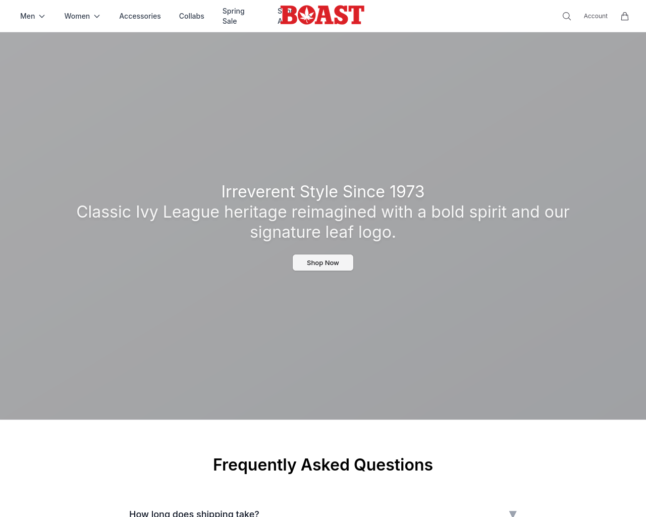 Screenshot of boastclothing.shop