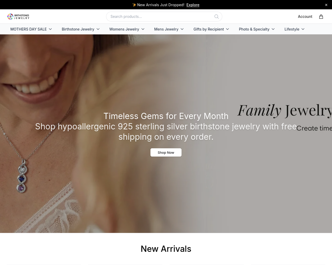 Screenshot of birthstonesjewelryonline.shop