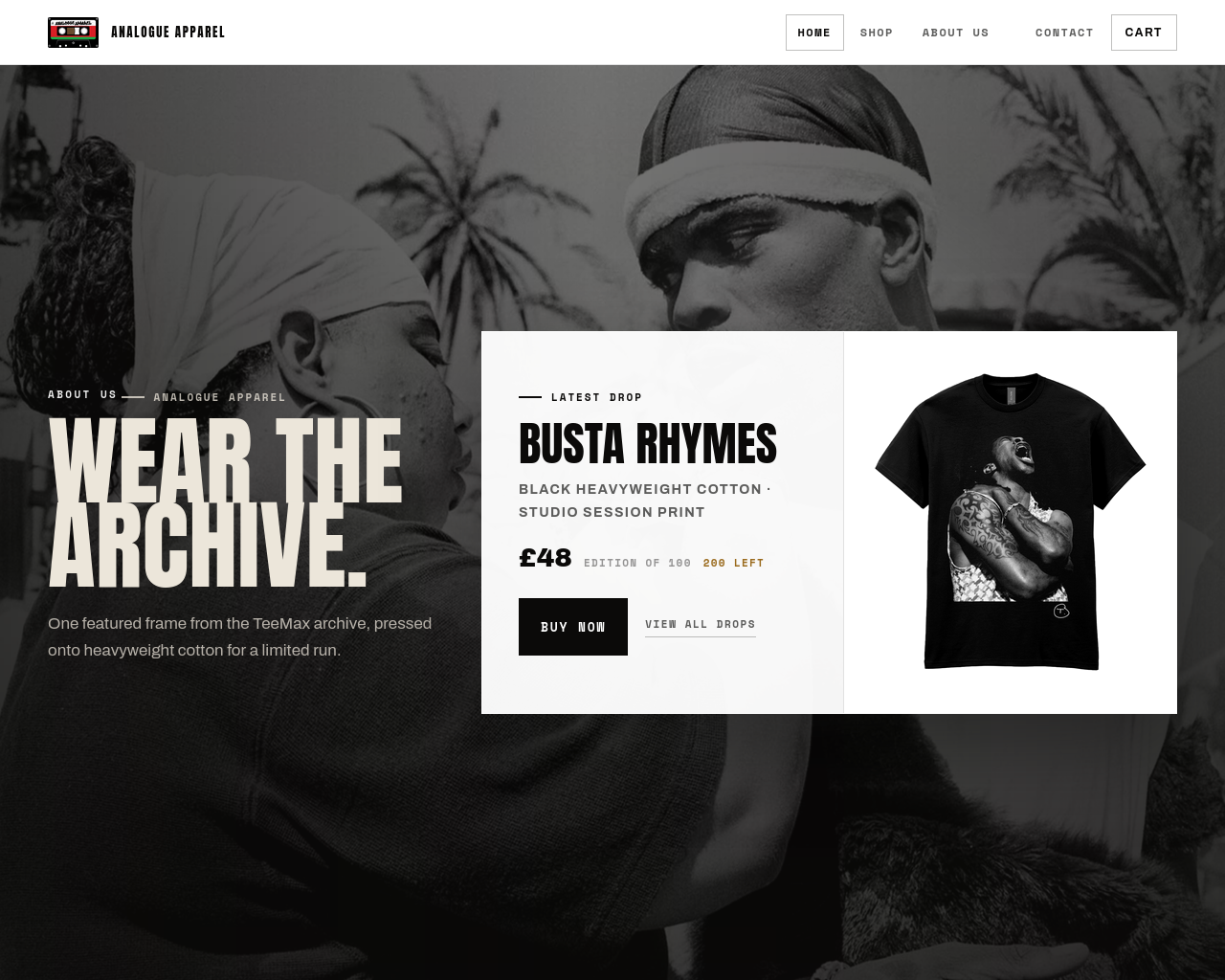 Screenshot of analogueapparel.com