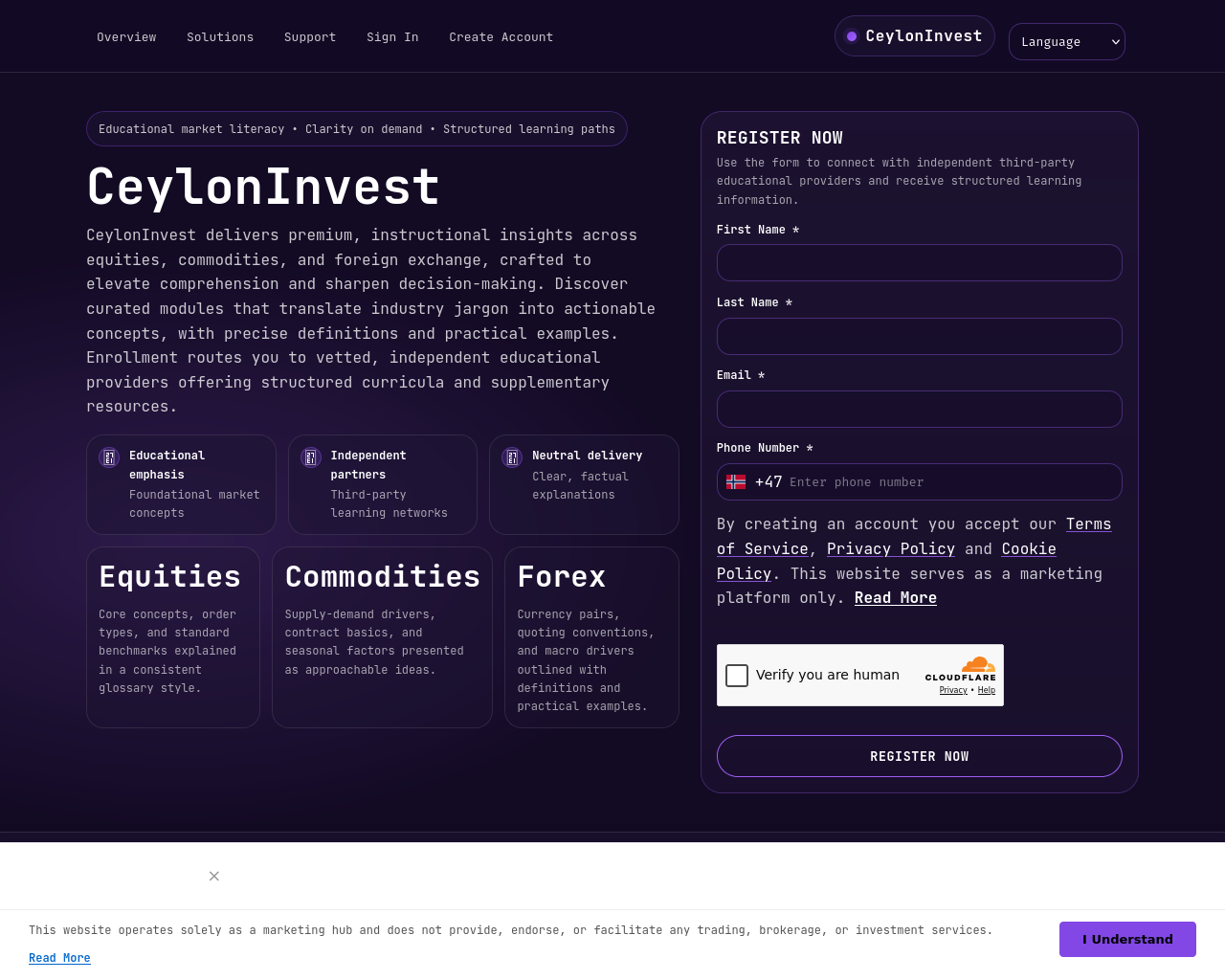 Screenshot von ceyloninvest.pro
