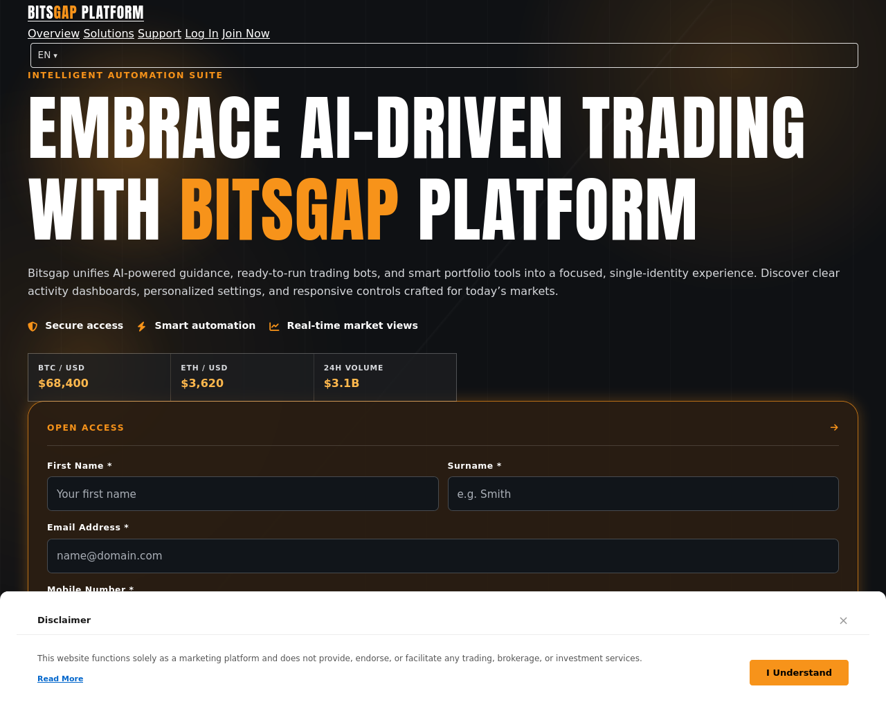 Screenshot of bitsgapplatform.com