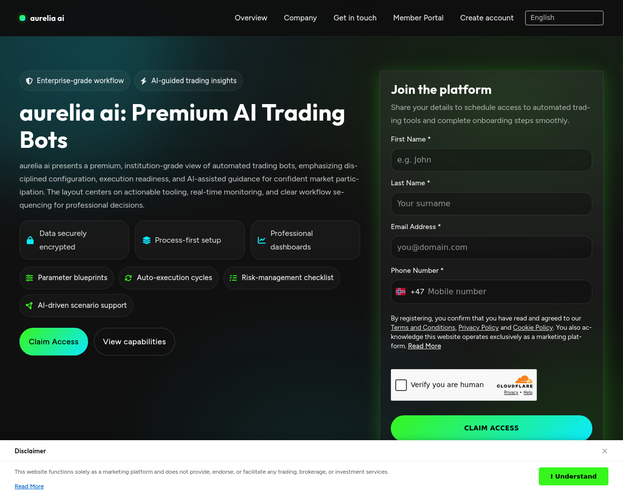 Screenshot of aurelia-ai.pro