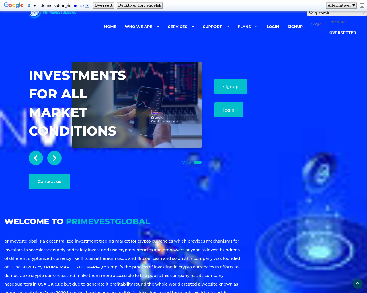 Screenshot of primevestglobal.sflb.org