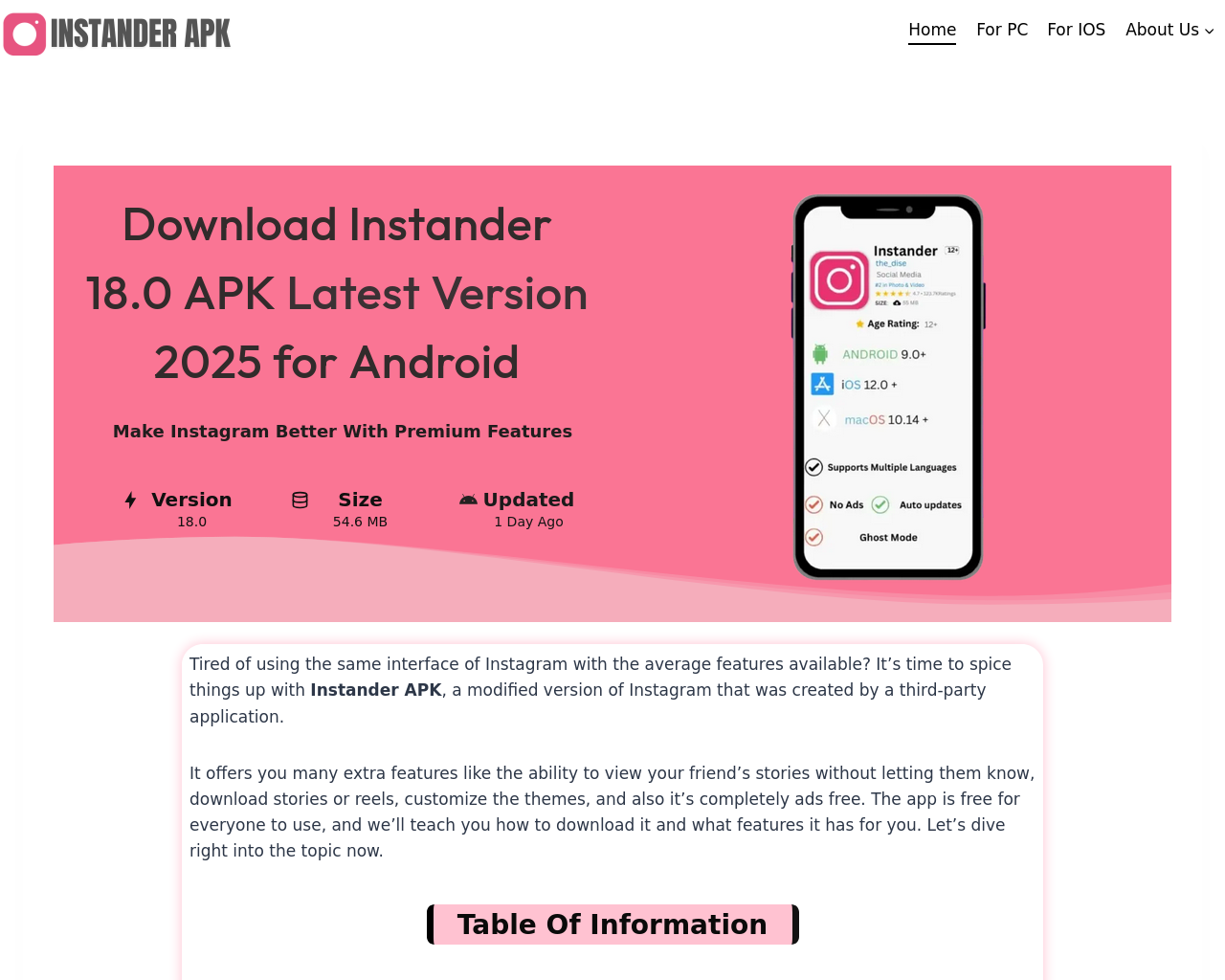 Screenshot of getinstander.net