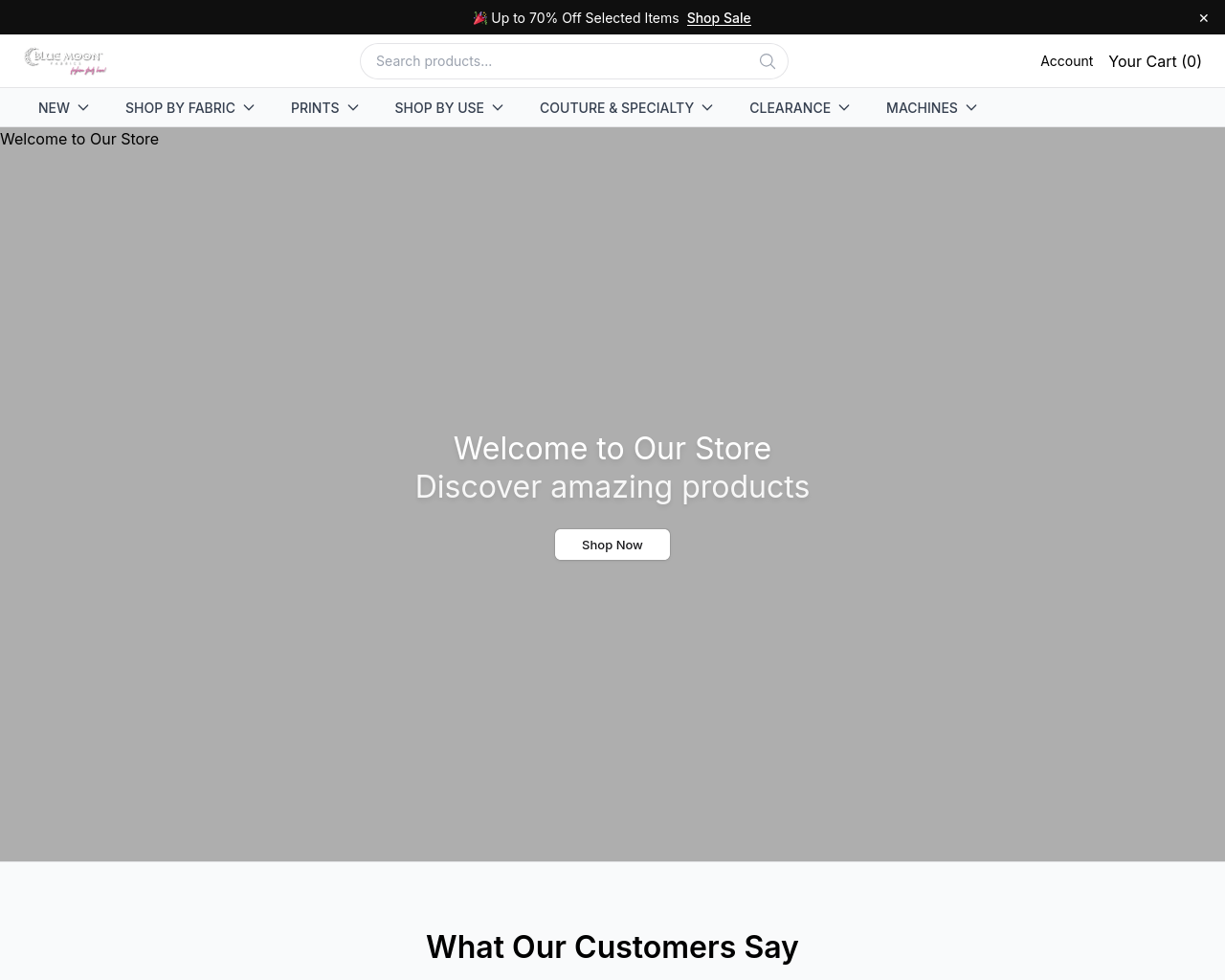 Screenshot of bluemoonfabricsstudio.shop